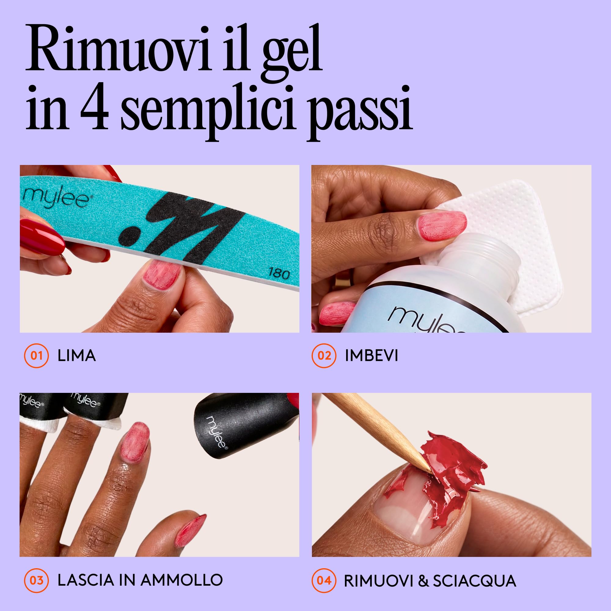 Mylee, solvente per unghie di qualità superiore, 100% puro acetone, adatto per smalti Gel UV/LED soak off
