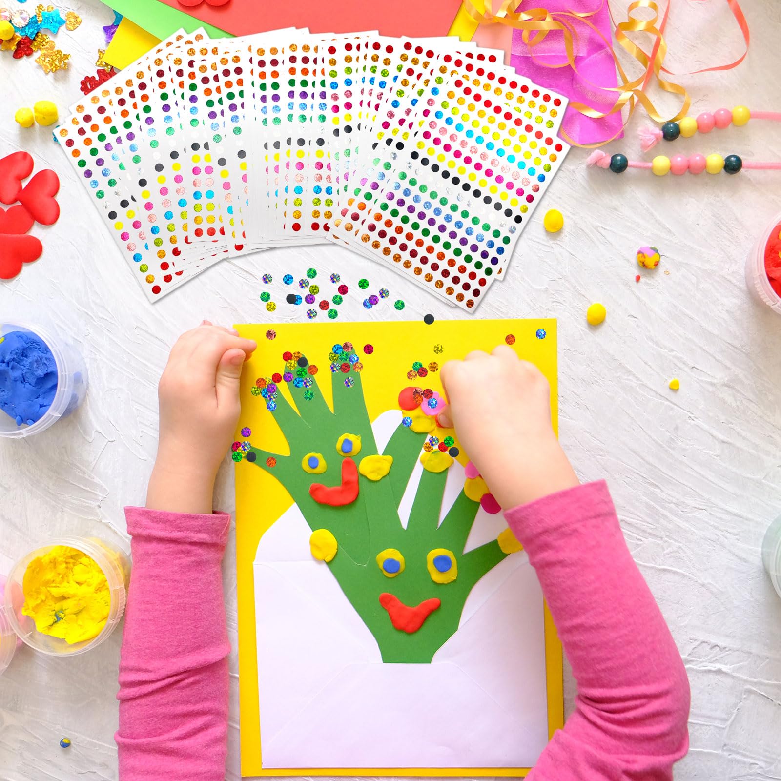 Gommettes Autocollantes Rondes Brillant 50 Feuilles Étiquettes Couleur Codage pour Calendriers Scolaires Bureau