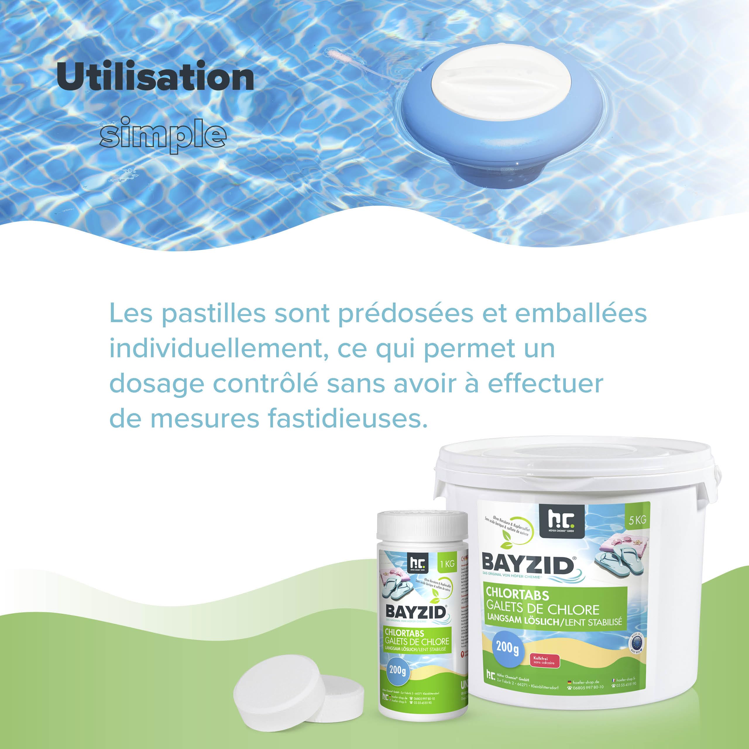 Höfer Chemie 2 x 5 kg Galets de Chlore Lent (200 g) pour Piscine - Hautement Efficace Contre Les bactéries