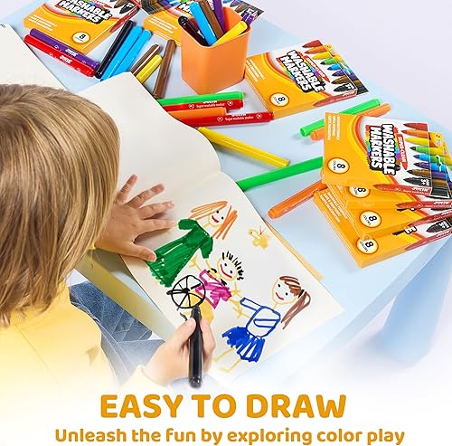 Miniatura 3 de JOYIN Juego de 64 marcadores lavables, marcadores no tóxicos para niños a partir de 3 años, suministros escolares, rellenos de cestas de Pascua,