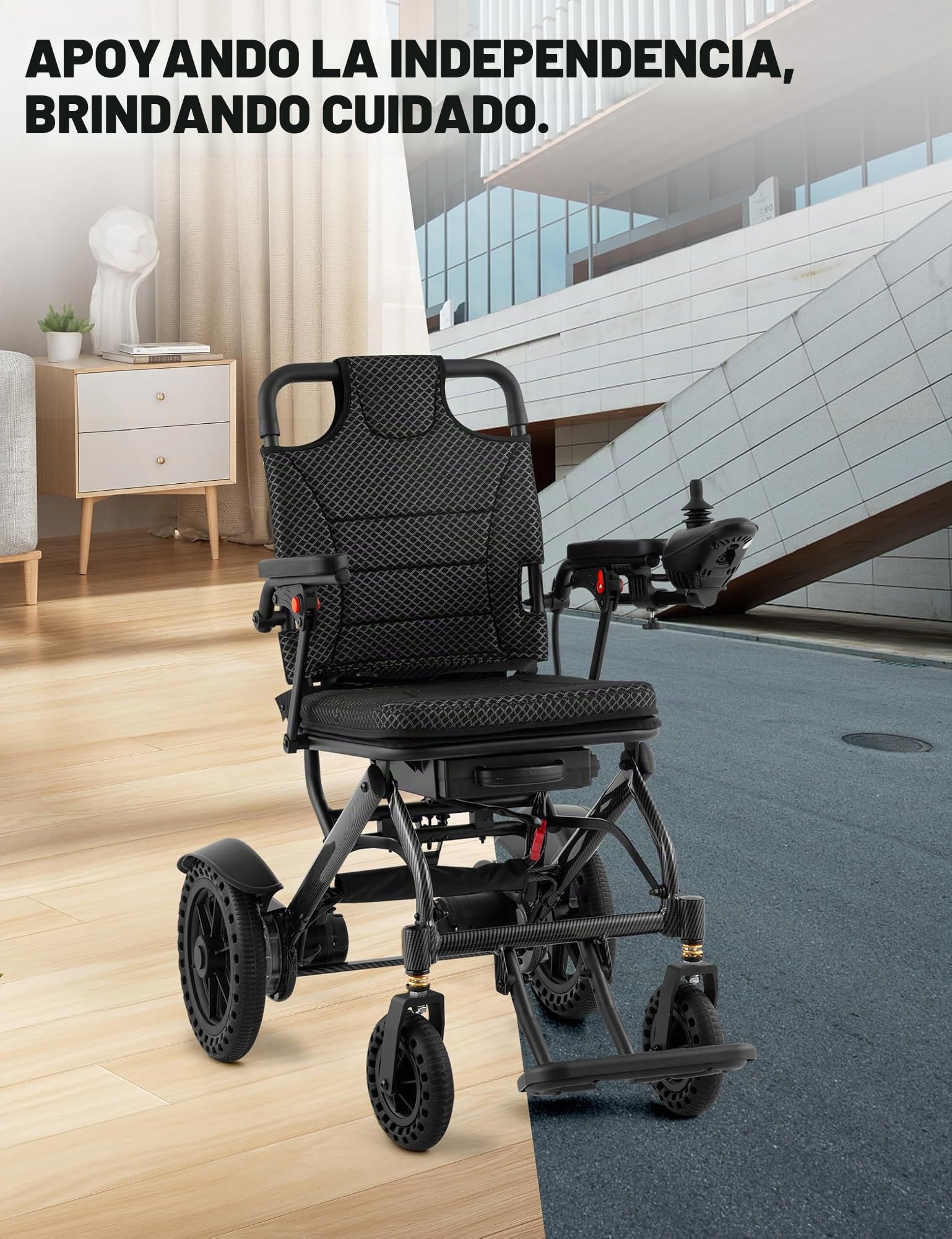 Sillas de ruedas eléctricas plegables ligeras para adultos, motor de 500 W, batería desmontable de 10 Ah, absorción de impactos y marco de aluminio, plegado de 3 segundos, capacidad de carga