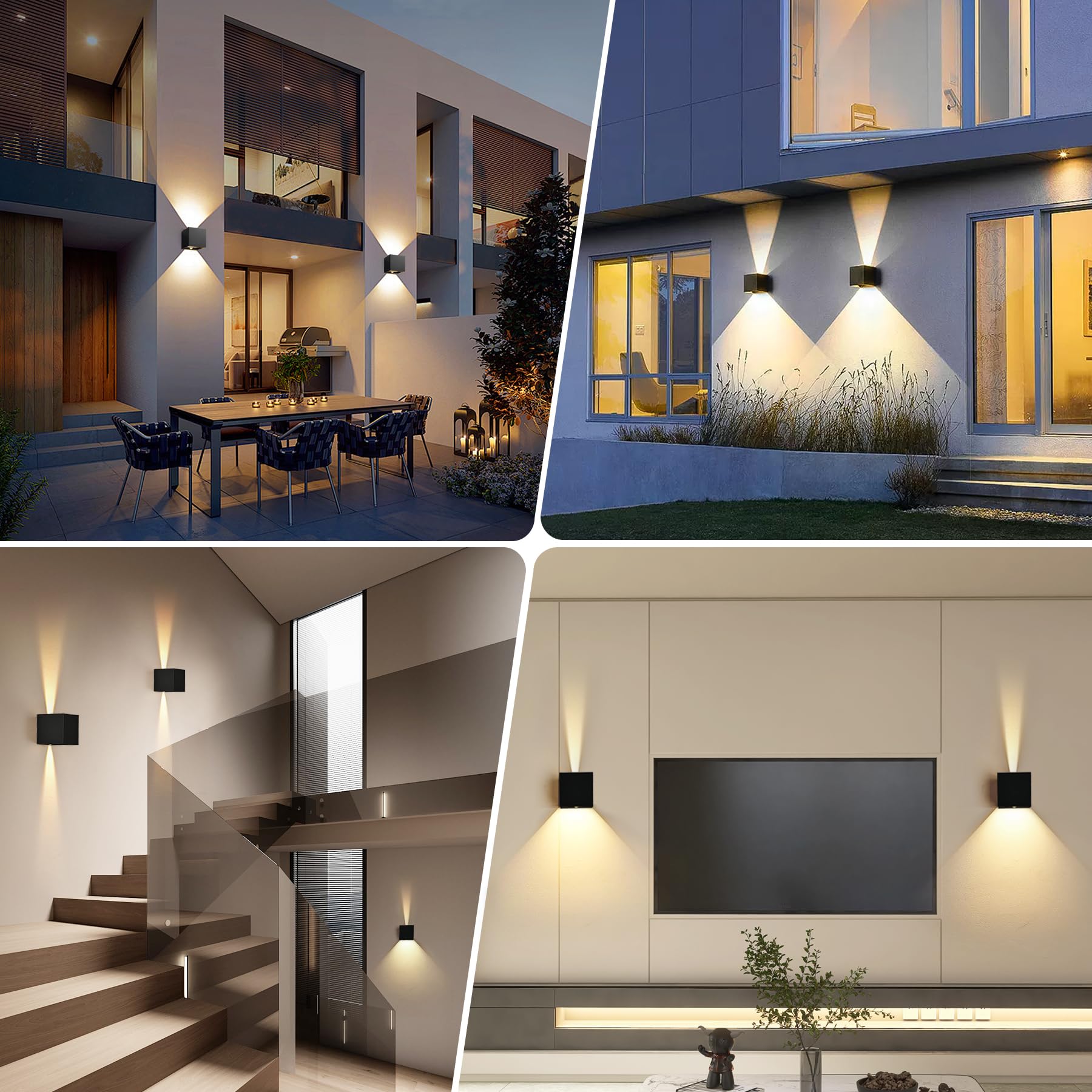 KYOTECH 2 Pièce Applique Murale avec Détecteur de Mouvement 12W Éclairage Mural Etanche IP65 1320LM Noir Angle de Faisceau Réglable Wandlampe Interieur/Exterieur,Murale avec Contrôle Tactile