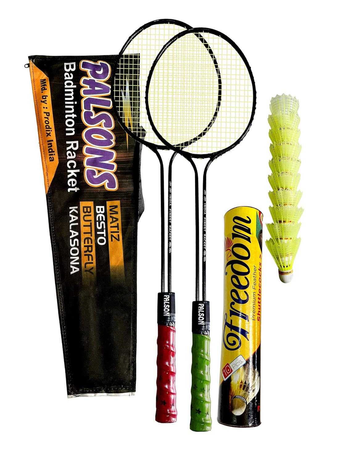 Badminton Racket & Plastic Shuttlecock Combo Pack (Multicolor) Set of 2 Pieces Badminton and