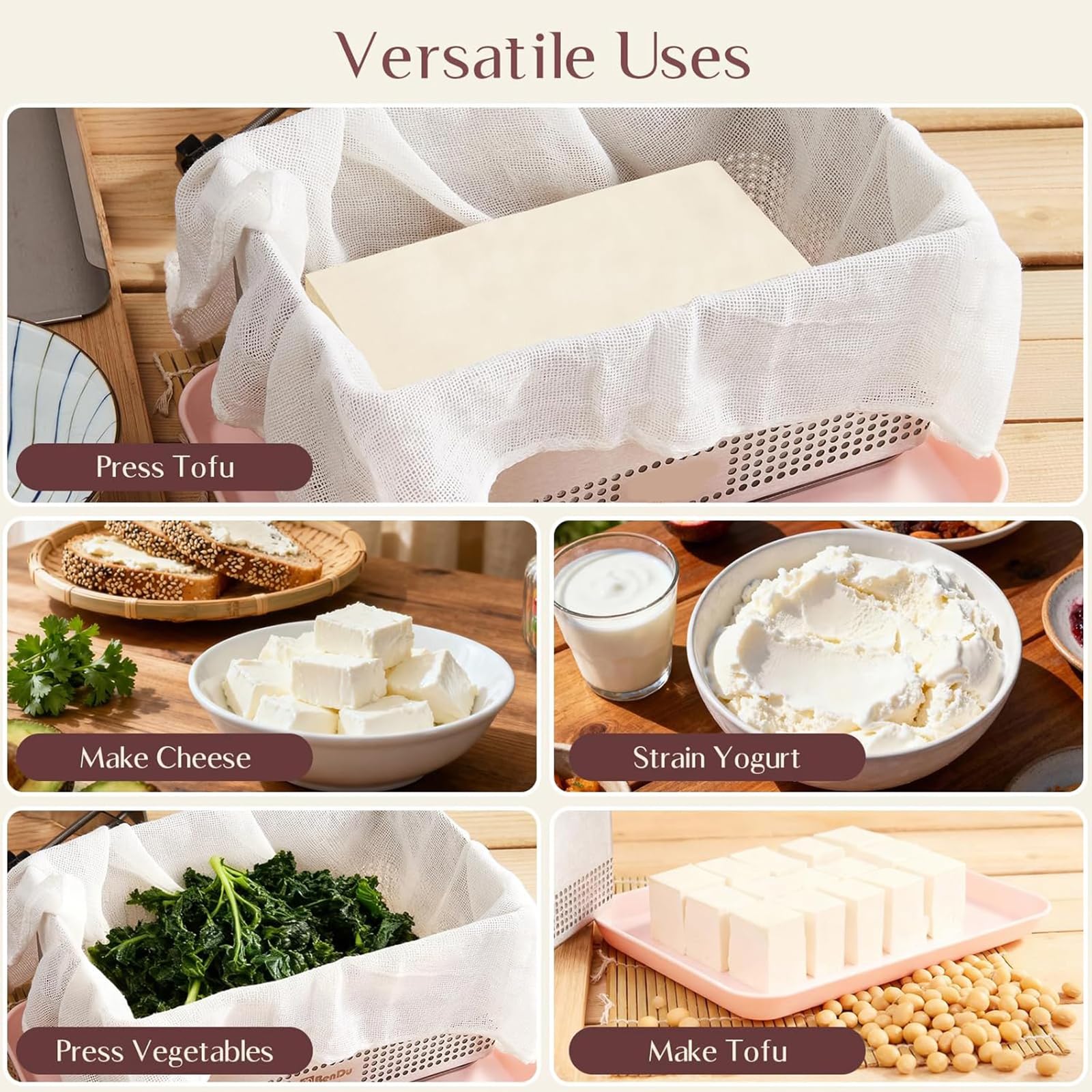 Duratura 304 in acciaio inox fagioli formaggio macchina con manopola antiscivolo e base rialzata per stabilità Rapido drenaggio formaggio verdure stampo