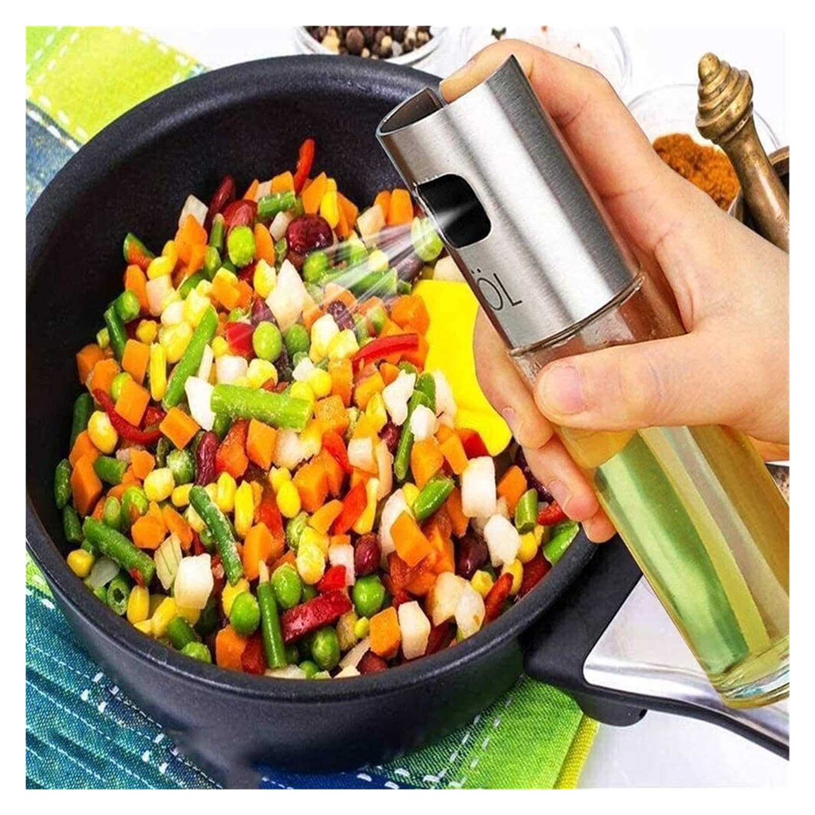 Dosificador de Aceite y Vinagre Dispensador de aceite y vinagre, rociador de aceite, rociador de vinagre de acero inoxidable con cepillo portátil, botella de vidrio for barbacoa, 100 Ml cocinando