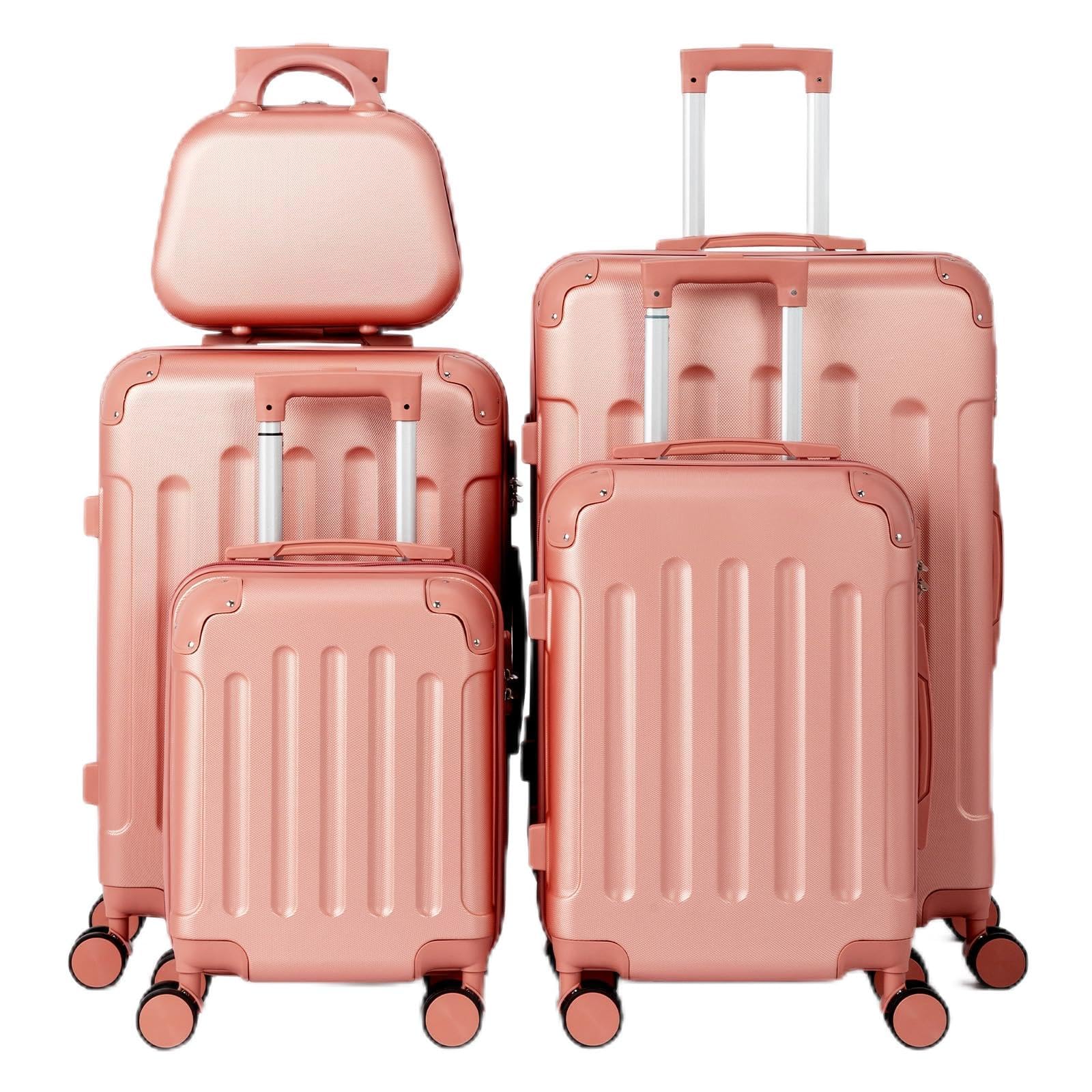 LEADZM Kofferset 5 teilig, Reisekoffer Set, Koffer Set Hartschalen-Trolley aus ABS mit Teleskopgriff, Handgepäck