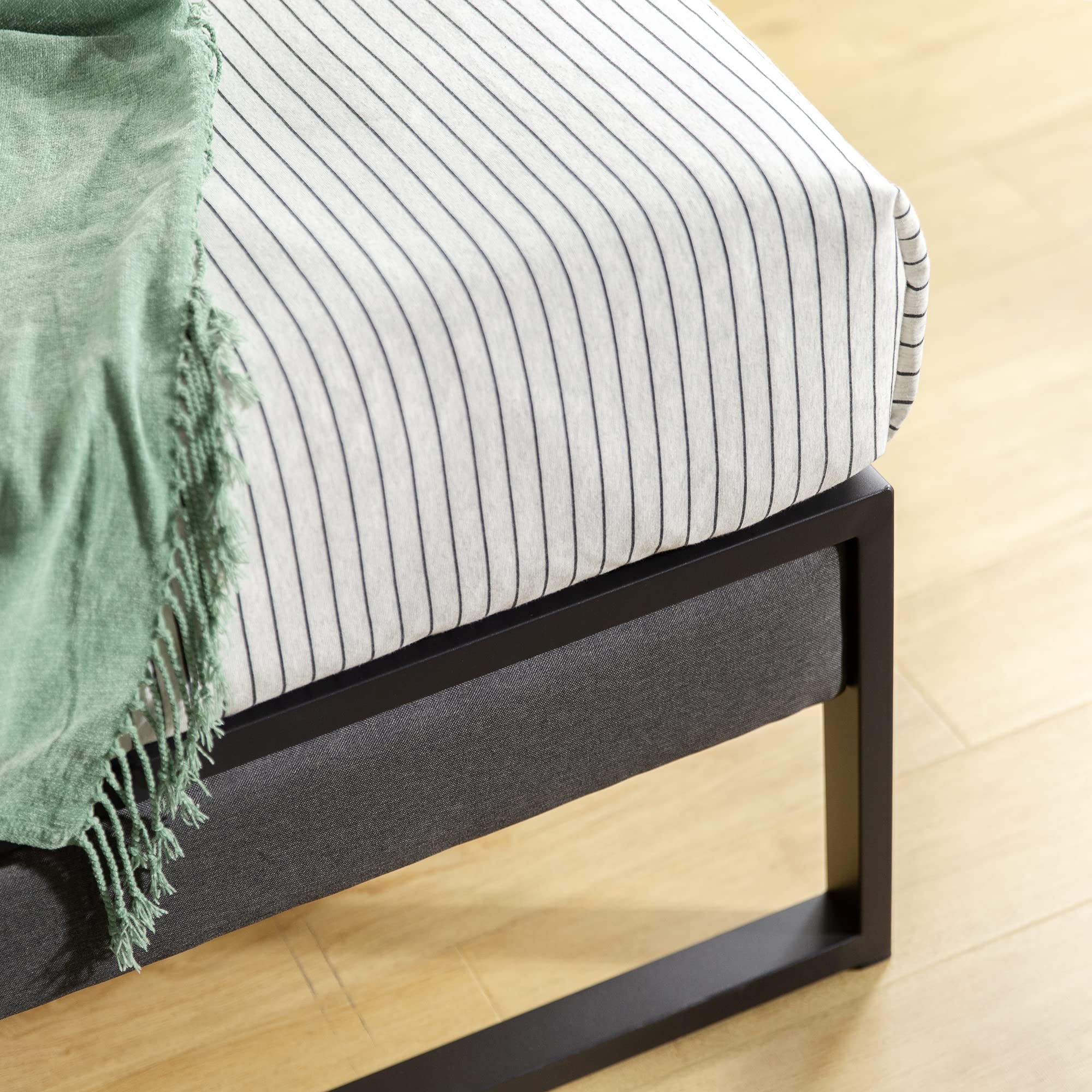 ZINUS Avery 25 Cm Plattformbett Mit Verstellbarem Kopfteil – 100x200 Cm, Dunkelgrau, Inkl. Holzlattenrost
