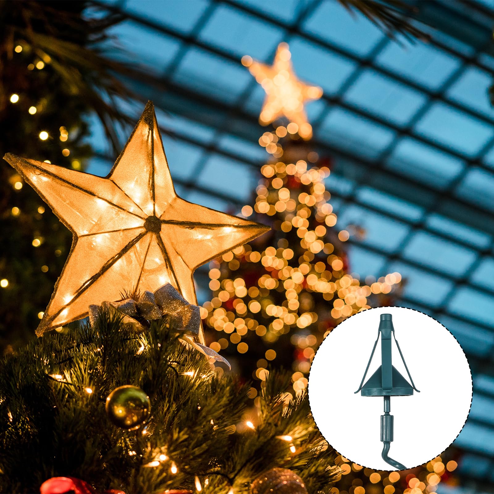 Stabilisateur De Cime De Sapin De Noël - Support Réglable, Métal, Pour étoile Ou Décoration Sommitale