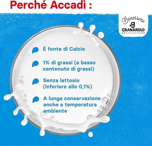 Granarolo, Latte UHT Accadì da 500 ml, 6 Confezioni di Latte 100% Italiano Senza Lattosio e solo 1% di Grassi, Non Appesantisce ed è Ottimo in Qualsiasi Momento della Giornata, Ricca fonte di Calcio - 4
