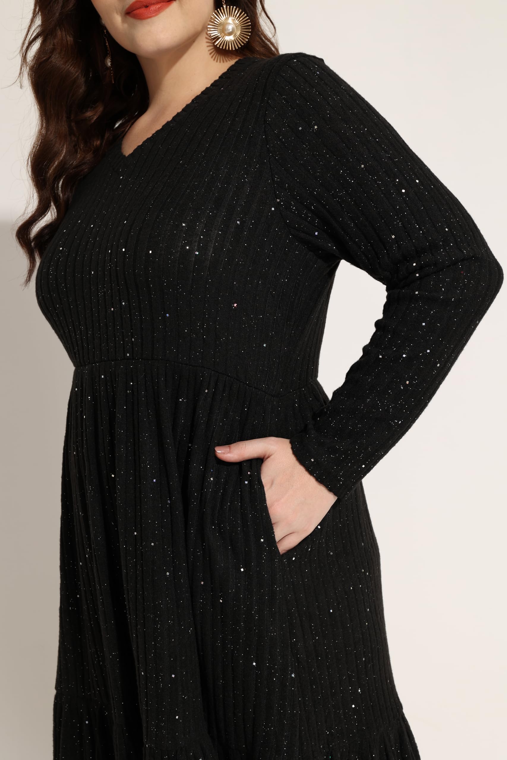 RITERA Robes de grande taille pour femmes courbes d'été printemps femmes robe col en V manches courtes robe décontractée avec poches XL-5XL
