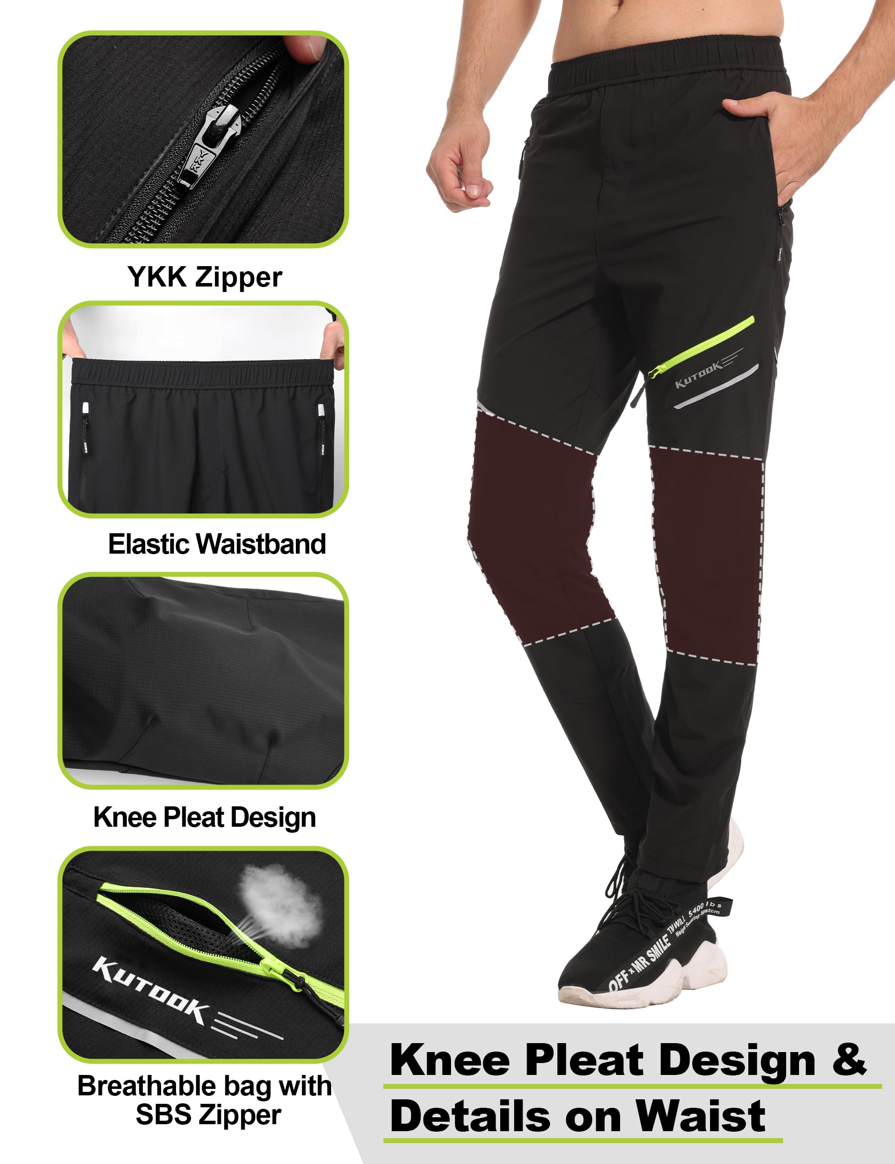 KUTOOK Pantaloni da ciclismo Estate/Inverno Uomini S-4XL Ad asciugatura rapida Traspirante Moutain Bike Pantaloni per Outdoor Escursionismo Esercizio Corsa