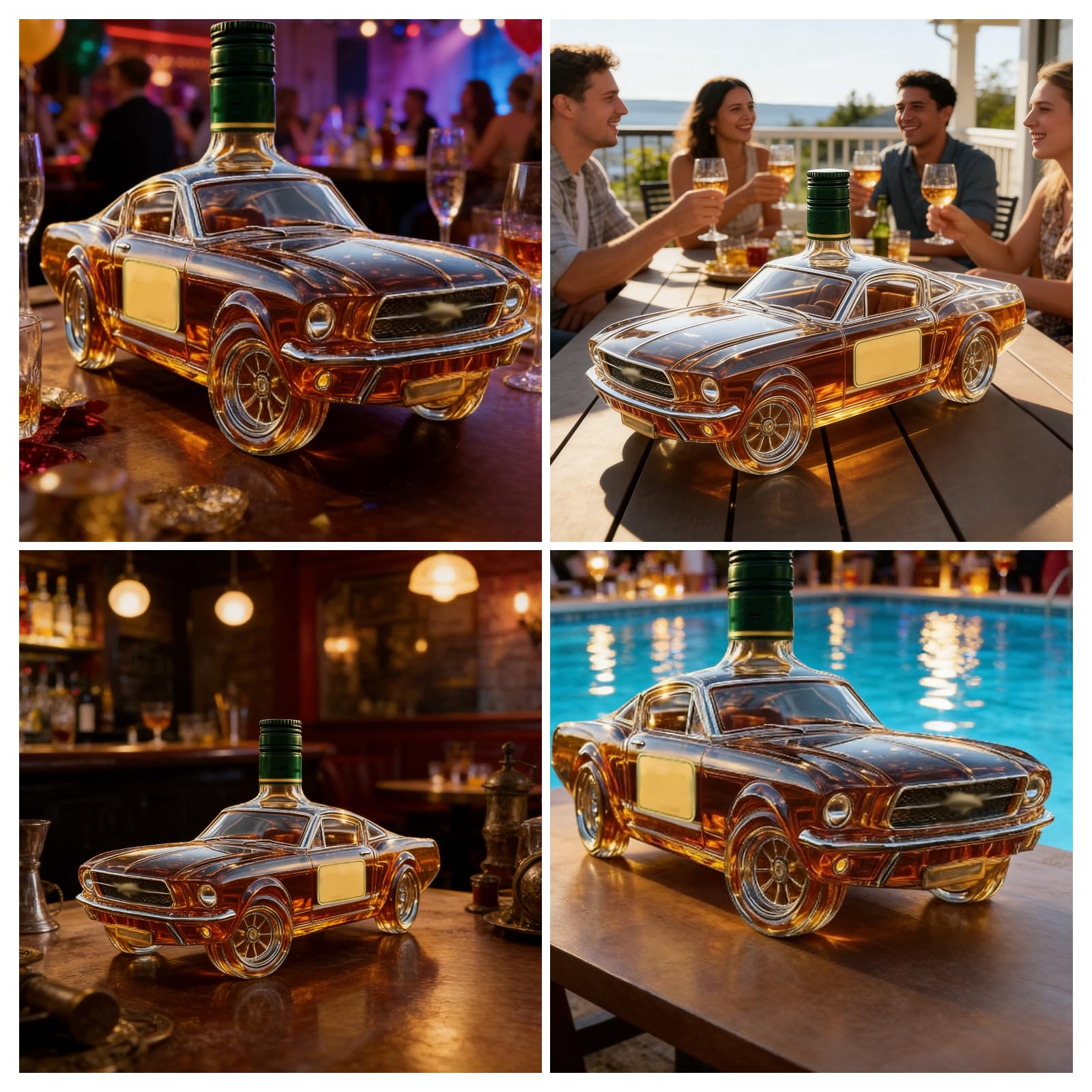 Decantador de whisky de 300 ml con forma de coche, juego creativo de decantador de cristal de automoción, decantador de whisky y aireador, un regalo para el caballero apasionado por los coches.