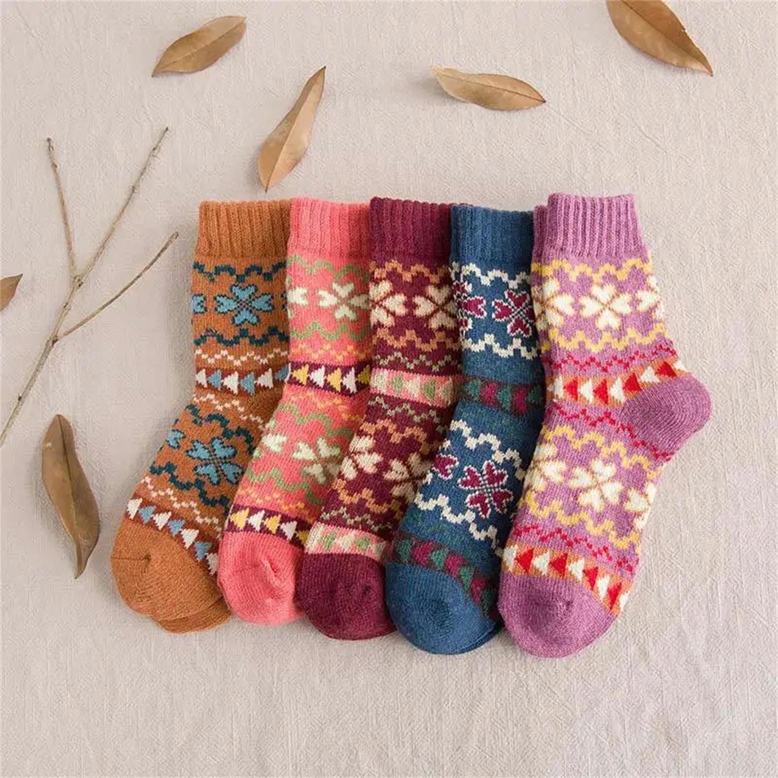 Calzini 5 Paia Da 5 Coppie Di Calze Calde Invernali Da Donna Modello Casual Più Spessa Contro Il Freddo Sox