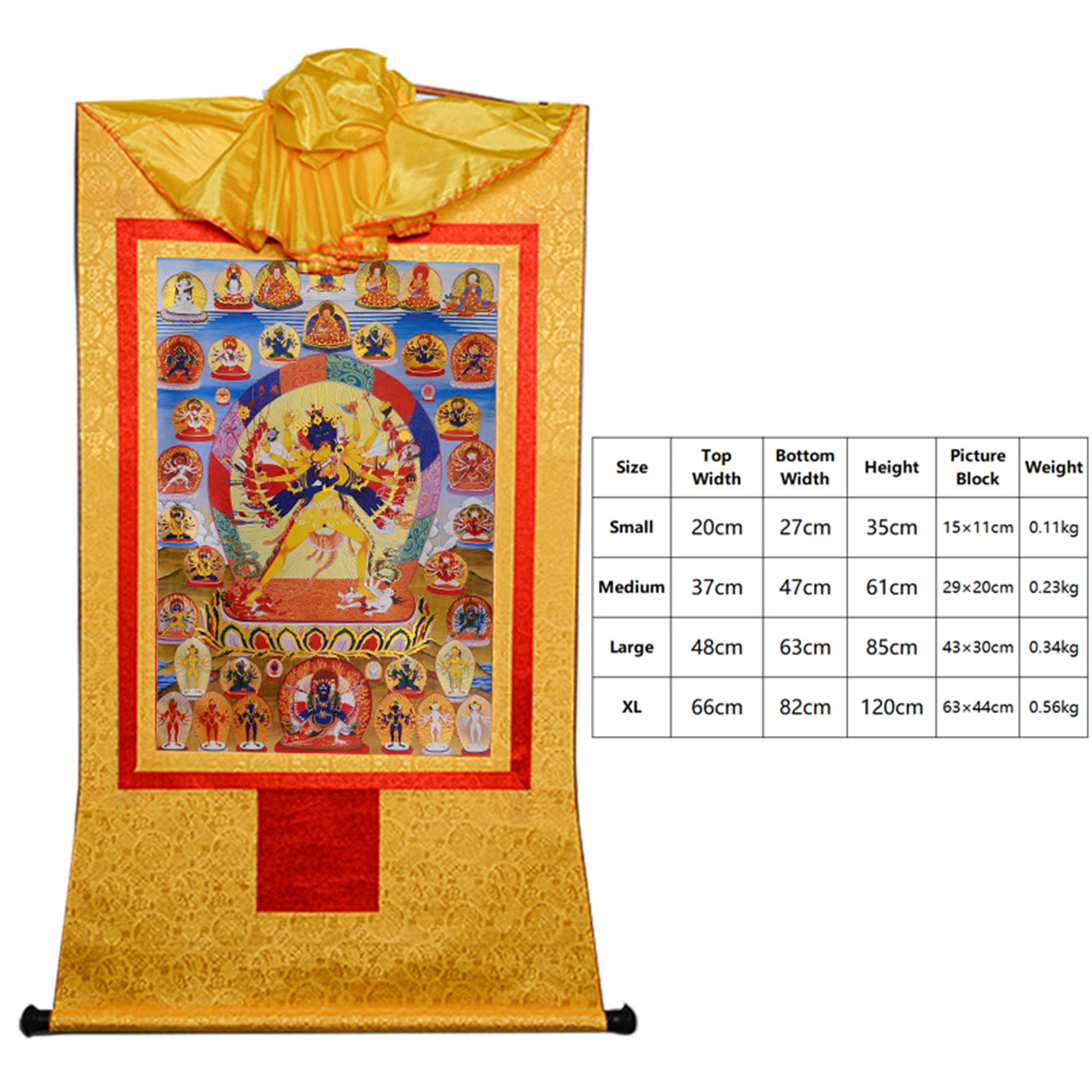 Thangka tibétain, peinture thangka, tapisserie bouddhiste, Kalacakra Vajrayogini à Yab Yum, (Bouddha femelle/Dakini), art de la peinture tibétaine Thangka, brocart Thangka bouddhiste, tapisserie de Bo