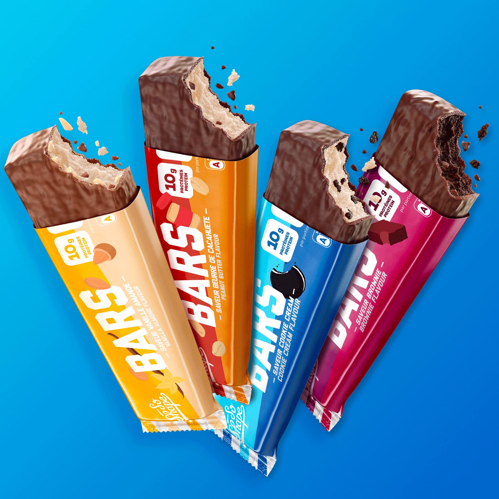 So Shape, Barres saveur Cookie Cream, 10g de protéines & moins de 100kcal par barre, 16 Barres de 30g