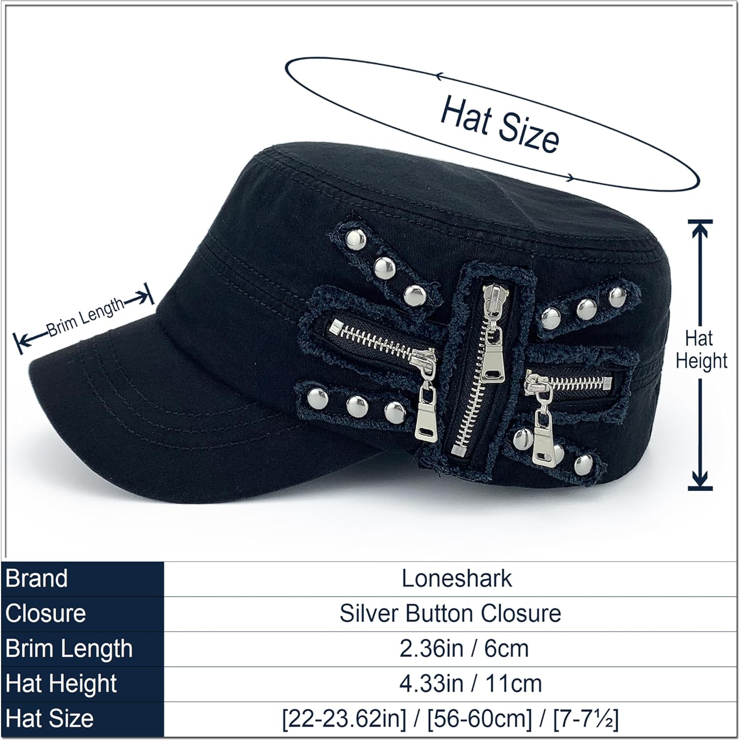 REDSHARKS Women Soft Washed Cotton Cadet Army Cap Adjustable Military Hat Flat Top Baseball Sun Cap