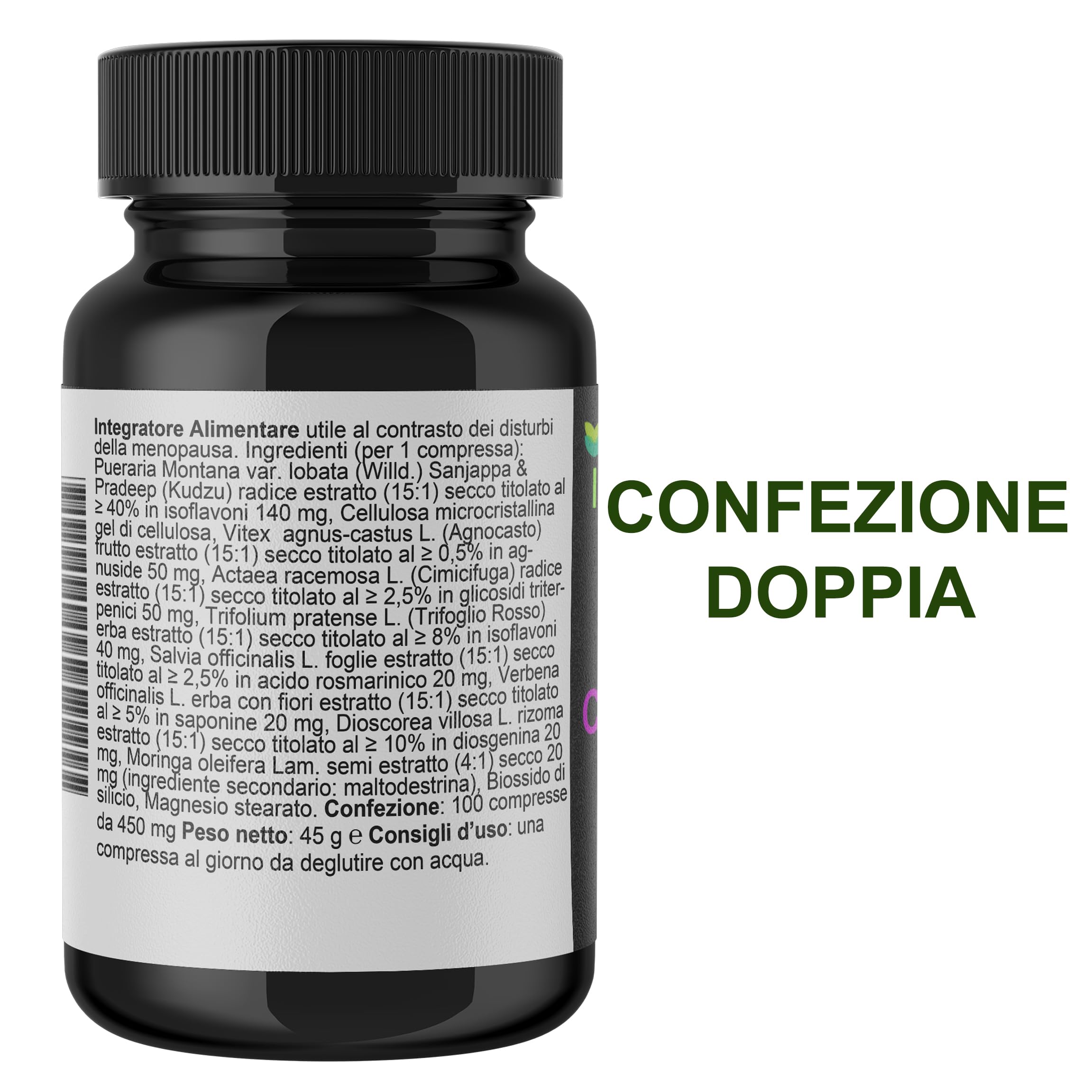 Menopausa Complesso Slim 200 Compresse - Peso Vampate Antiossidante Detox Benessere Mentale - Kudzu Trifoglio Rosso con Isoflavoni, Cimicifuga Moringa Agnocasto Dioscorea Verbena Salvia