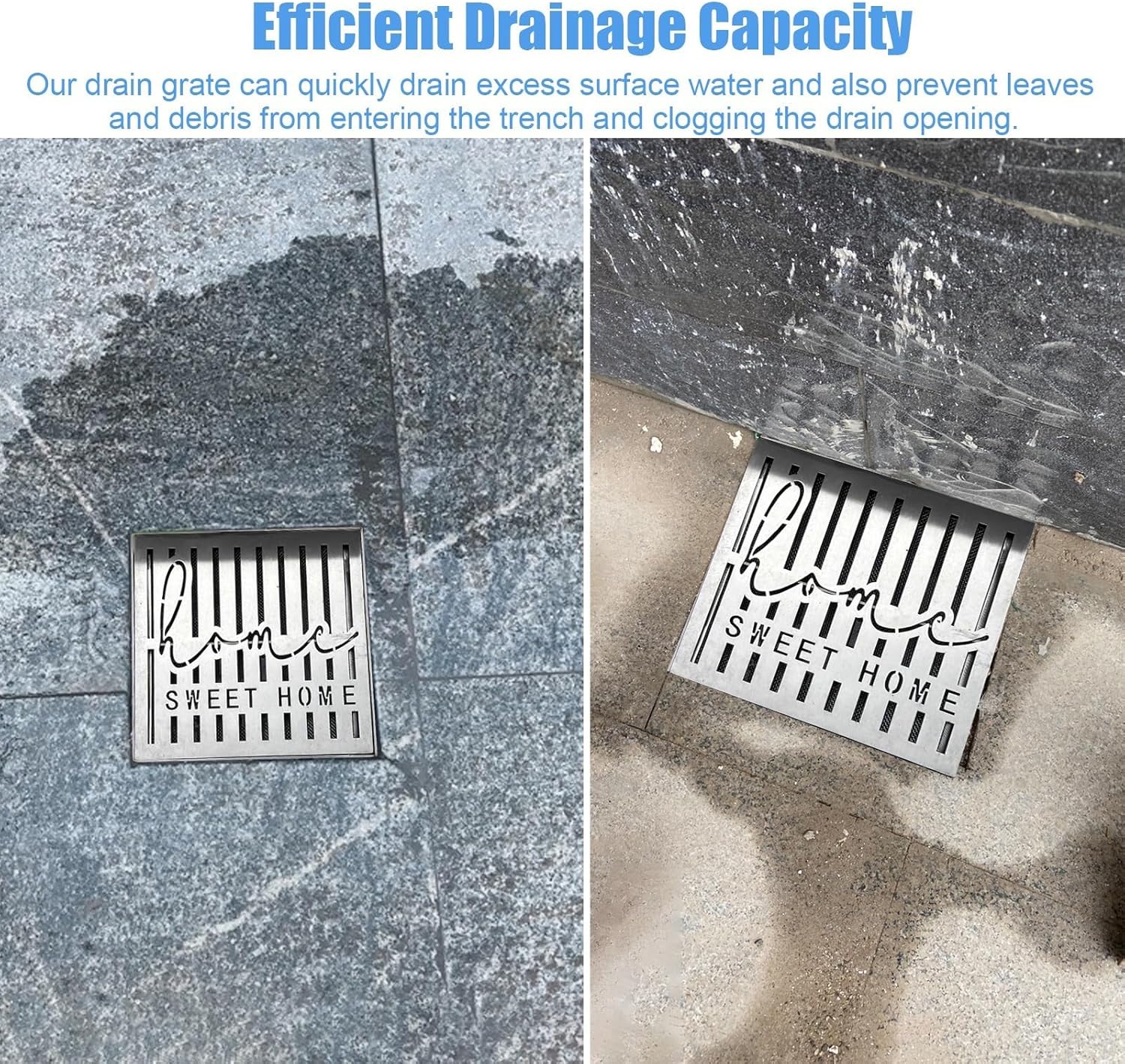 Square 304 Stainless Steel Drain Grate with Screen Mesh, Durable Outdoor Drain Cover to Block Debris, Heavy Duty Drainage Strainer for Yard(50cmx50cm(19 3/4" x19 3/4"))