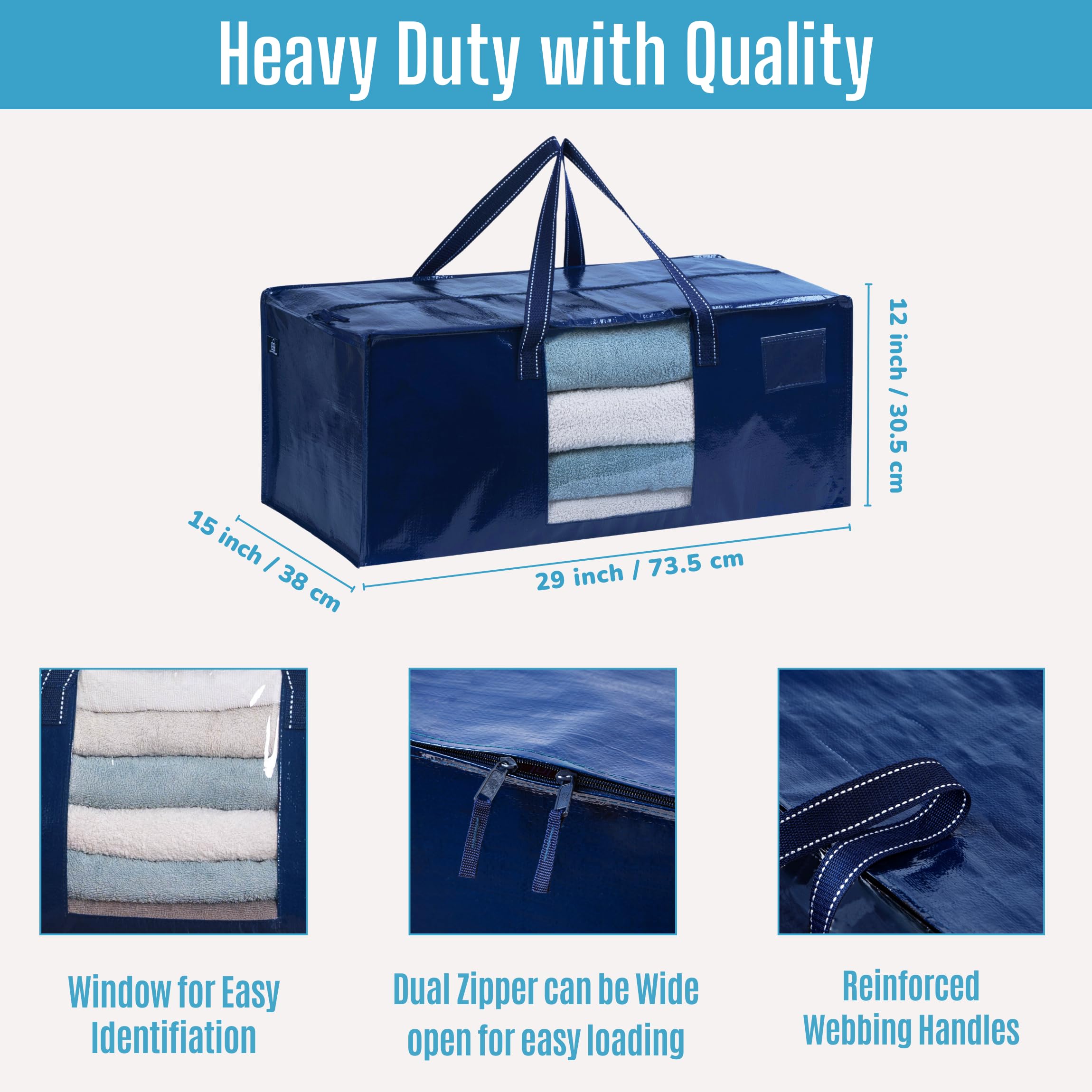 VENO 8 Pack Moving Bags Extra Large Storage Bags for College Move-In, Heavy-Duty Storage Totes, Packing Boxes - Image 3