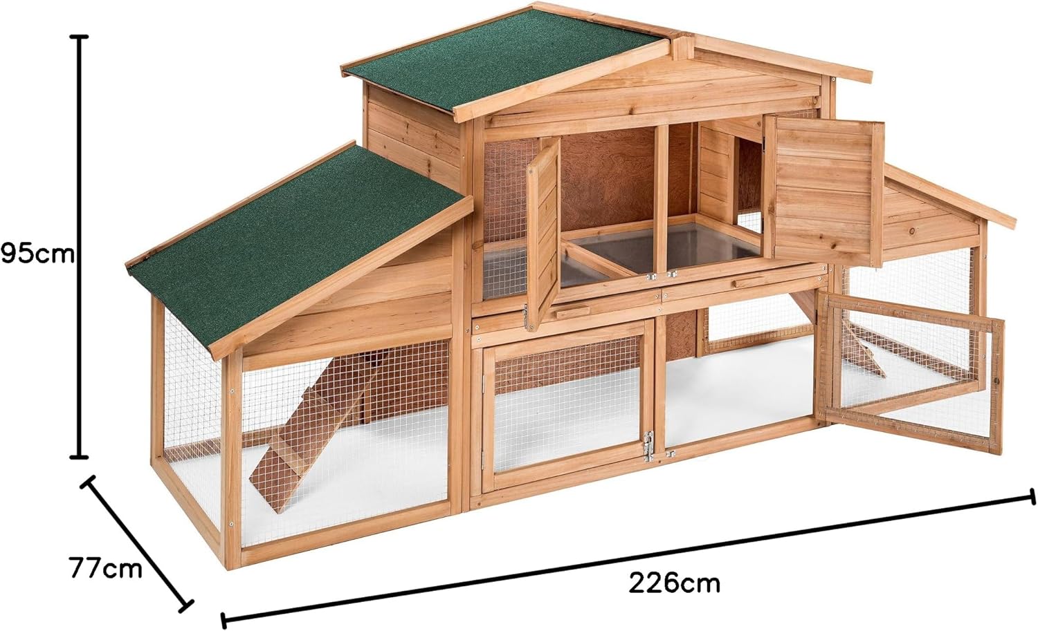 Dimensions of TecTake 403226 Chicken Coop and Rabbit Hutch