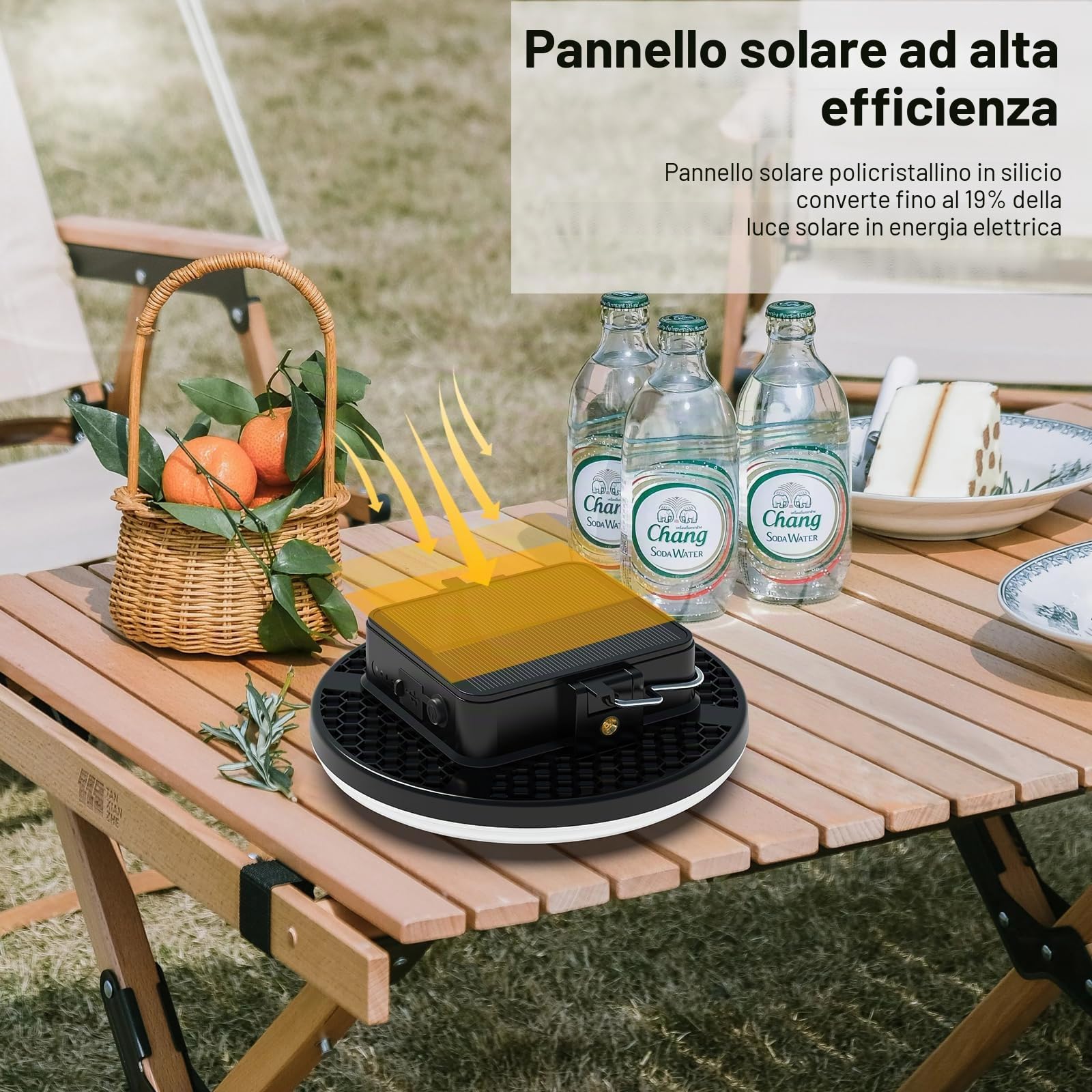 iodoo 60W Lampada da Campeggio Solare Ricaricabile, 16500mAh Portatile Power Bank Luce Campeggio, 3000LM LED Luce da Tenda, 3 Colori 2700-6500K, per Campeggio, Escursionismo ed Emergenze Familiari