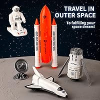 Vista 3 de Juguetes de transbordador de exploración espacial Wbzle, kit de juguetes de explorador espacial, incluye receptores de señal, satélites, astronauta