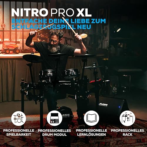 Alesis Nitro Pro XL Batterie Électronique de 10 Pièces avec Pads Double Zone Silencieux, Plus de 500 Sons BFD, Bluetooth, Drumeo, MIDI USB - 2