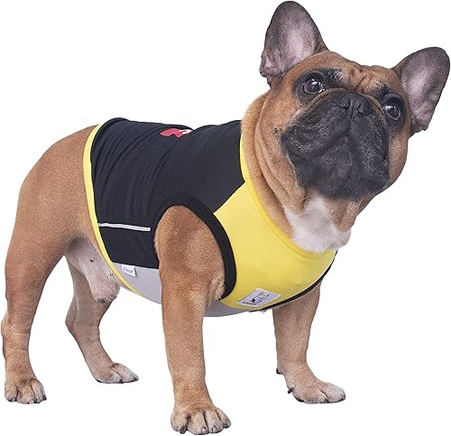 iChoue Bulldog francés - Camiseta refrescante de verano para perros, chaleco de protección solar UV, sin mangas, elástica, pug inglés, amarillo,