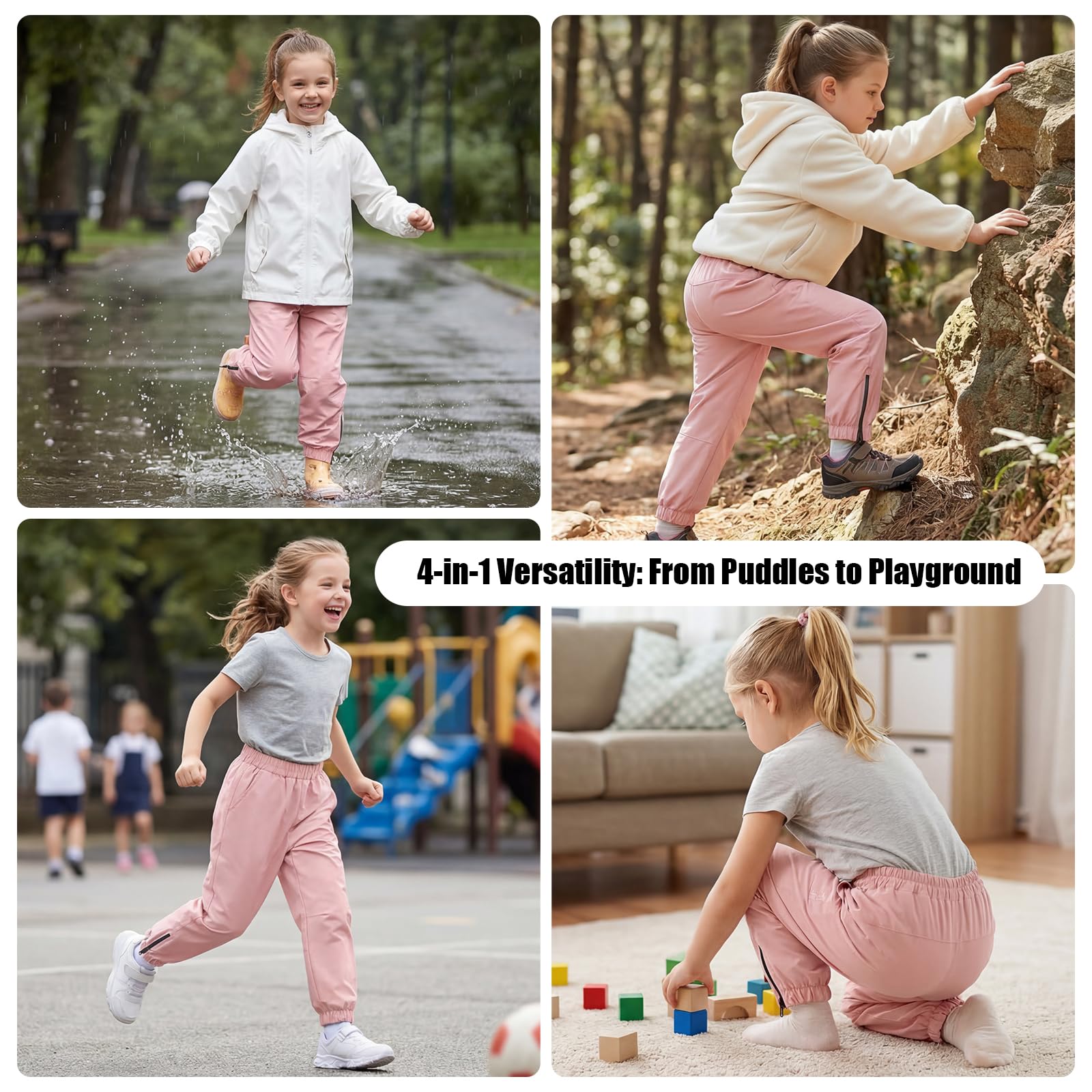 Pantalones de Senderismo con Forro de Malla Transpirable para niños, Pantalón Impermeables Ligeros para Trekking y Actividades al Aire Libre en Primavera y otoño Ropa, 5-14 años
