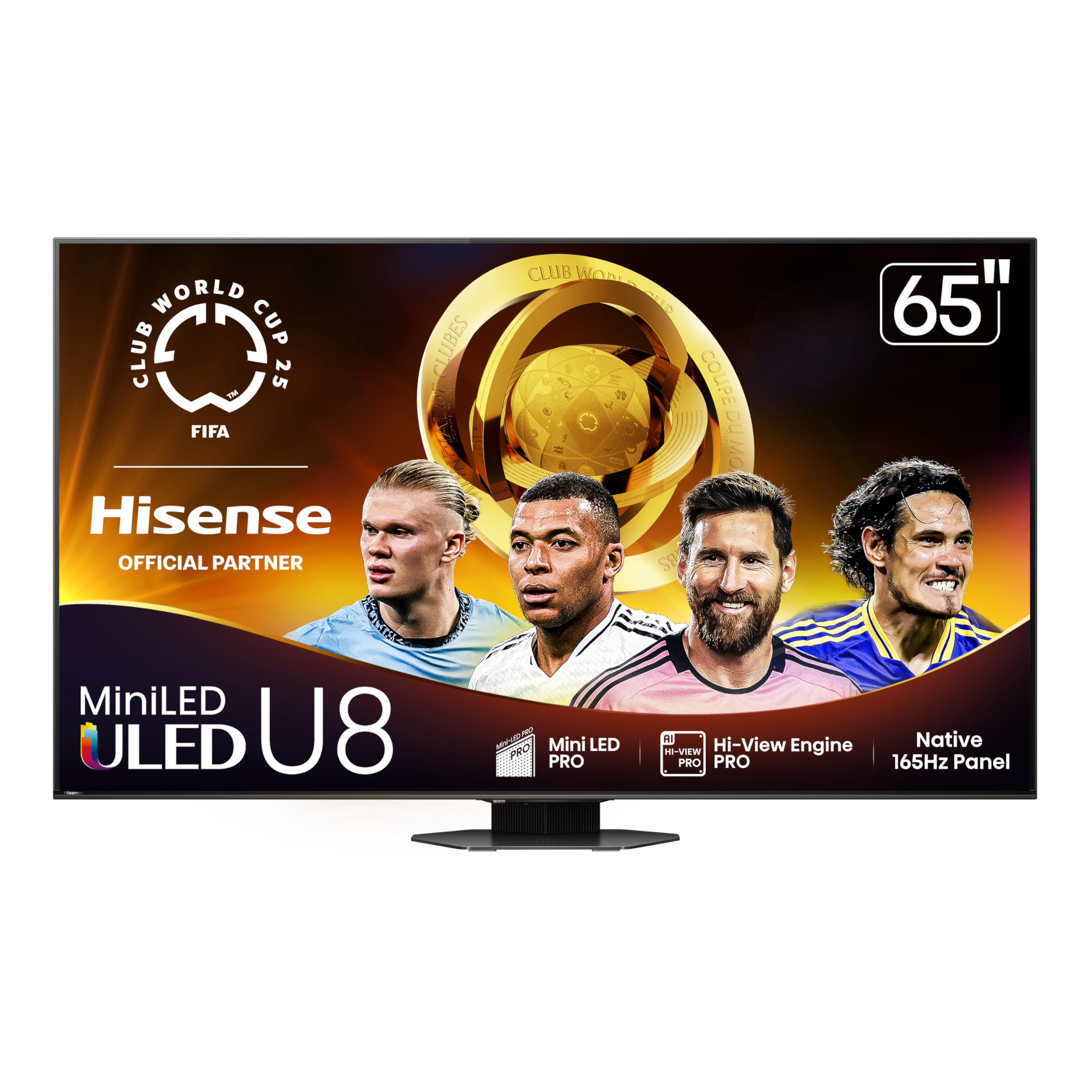 Hisense 65" Class U8 Mini-LED ULED 4K UHD Google Smart TV (65U8QG, 2025 Model) - QLED, Native 165Hz, VRR 288, Up to LD5600, 5000 Nits, HDR10+, Dolby Vision IQ · Atmos, IMAX Enhanced, 4.1.2 Ch Audio