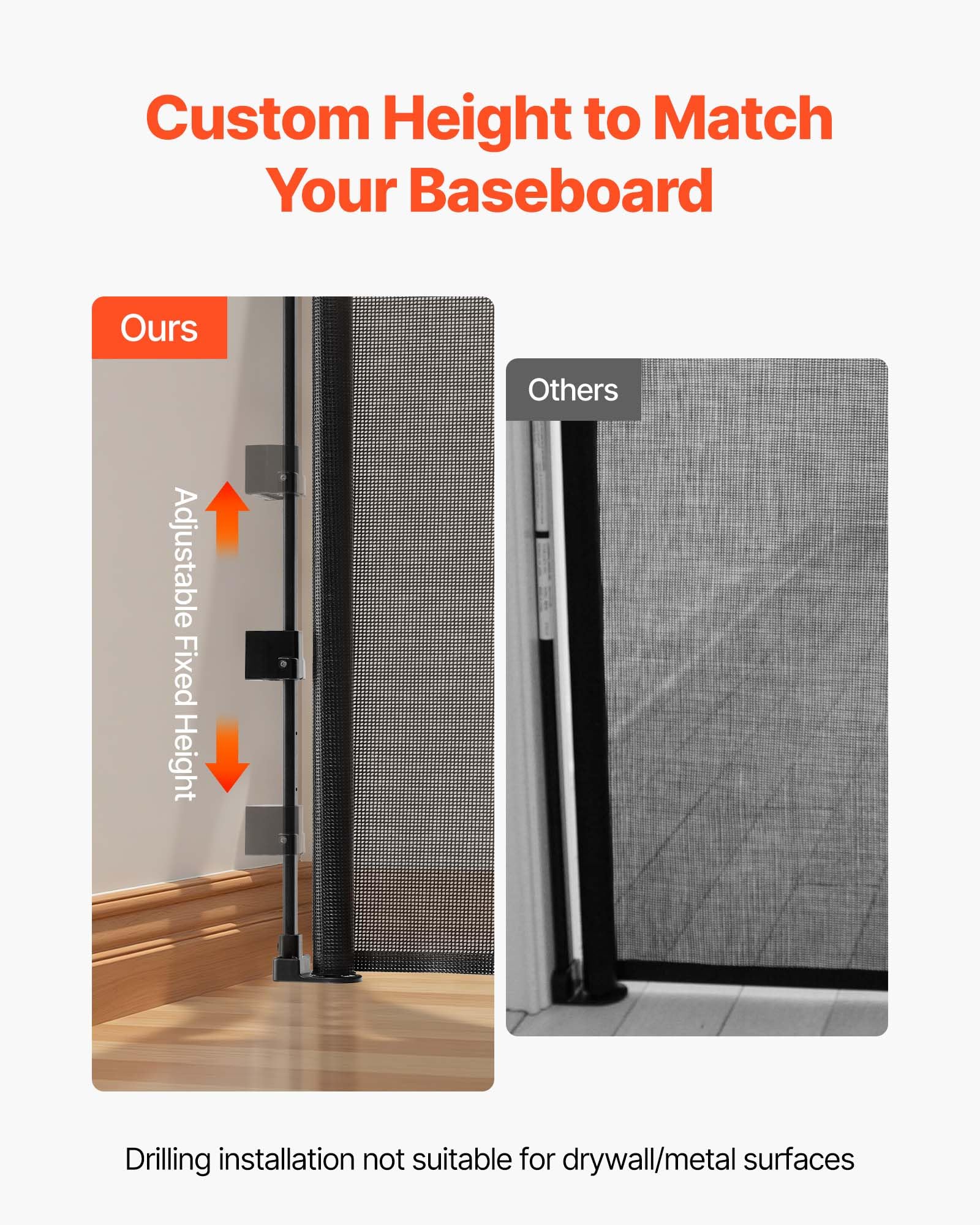 VEVOR Barrière de Sécurité Extensible, Clôture en Maille Jusqu’à 310 cm de Large et 79,5 cm de Haut, Barrière Rétractable avec Bandes Renforcées en Fibre de Verre, pour Couloir Escalier Porte, Noir