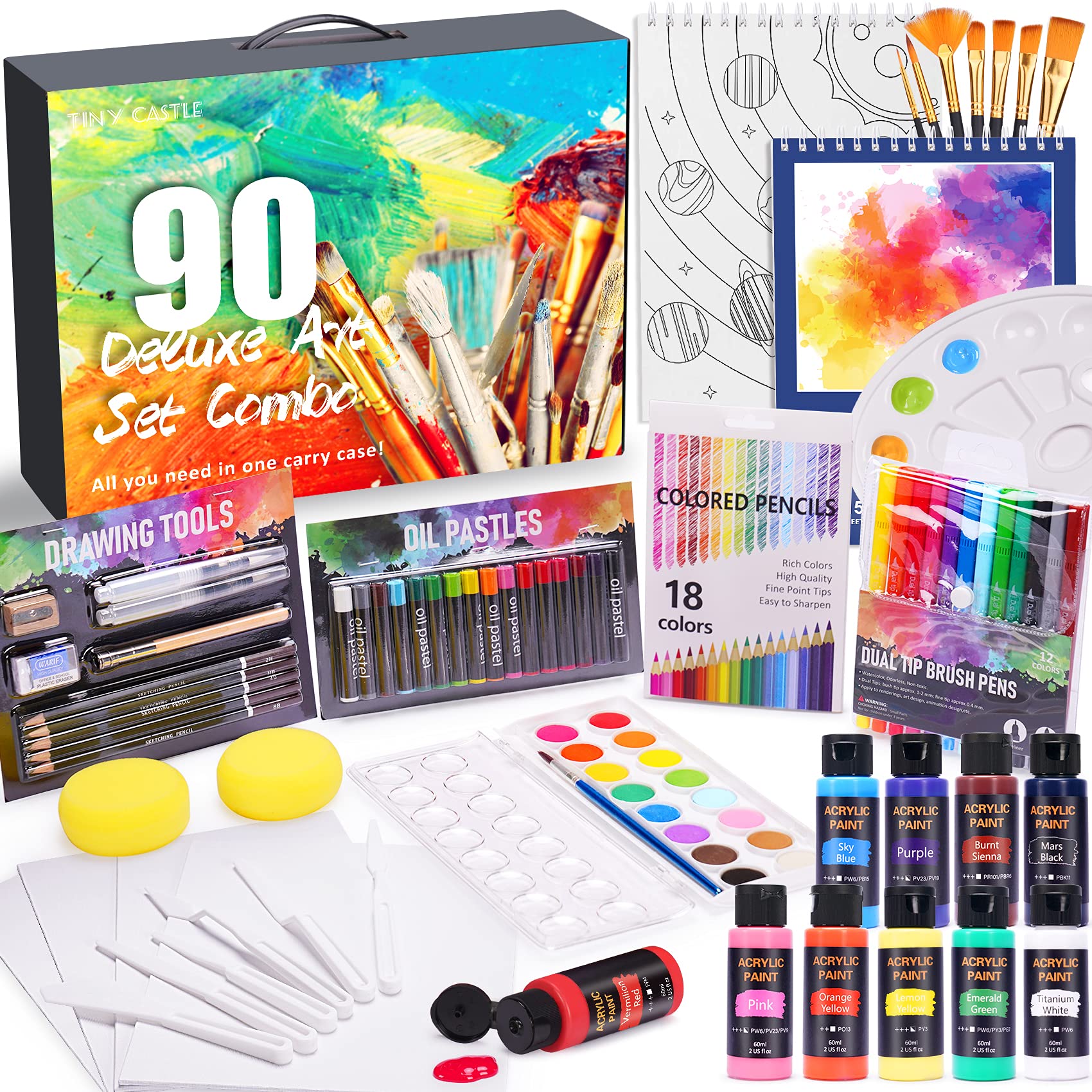 Buy Tiny Castle Deluxe Art Set, Acrylic Paint Set, Art Supplies with