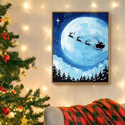 Miniatura 10 de CAYUDEN Pintura por números para niños, 16 x 20 pulgadas, pinturas acrílicas de castillo por números para niños principiantes, kit de pintura de