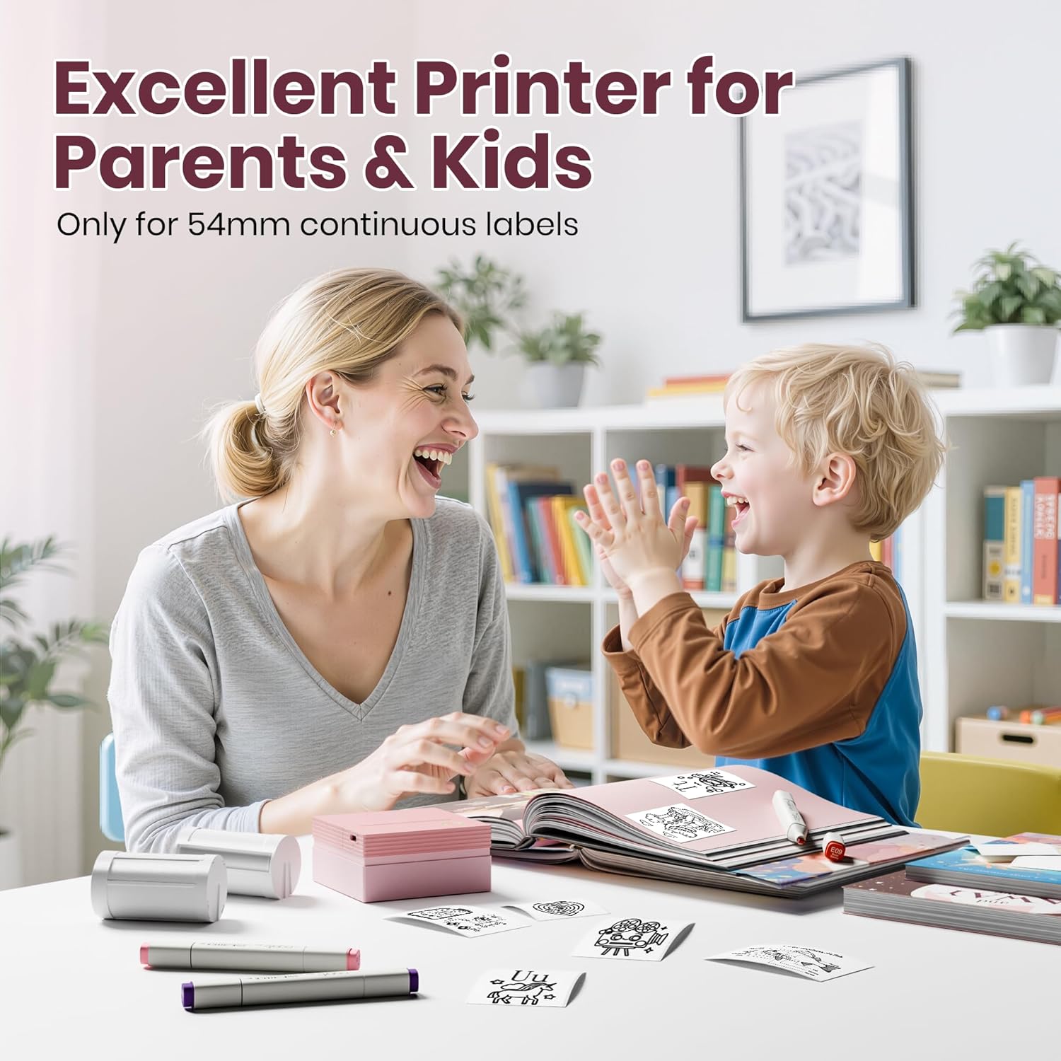 Sticker Printer, PM290C Thermal Mini Printer, Bluetooth Print Pod with 3 Rolls of Paper, Portable Print Pods for Phone & Tablet, Sticker Maker Machine for Notes, Photos, Journal, Rose - Image 6