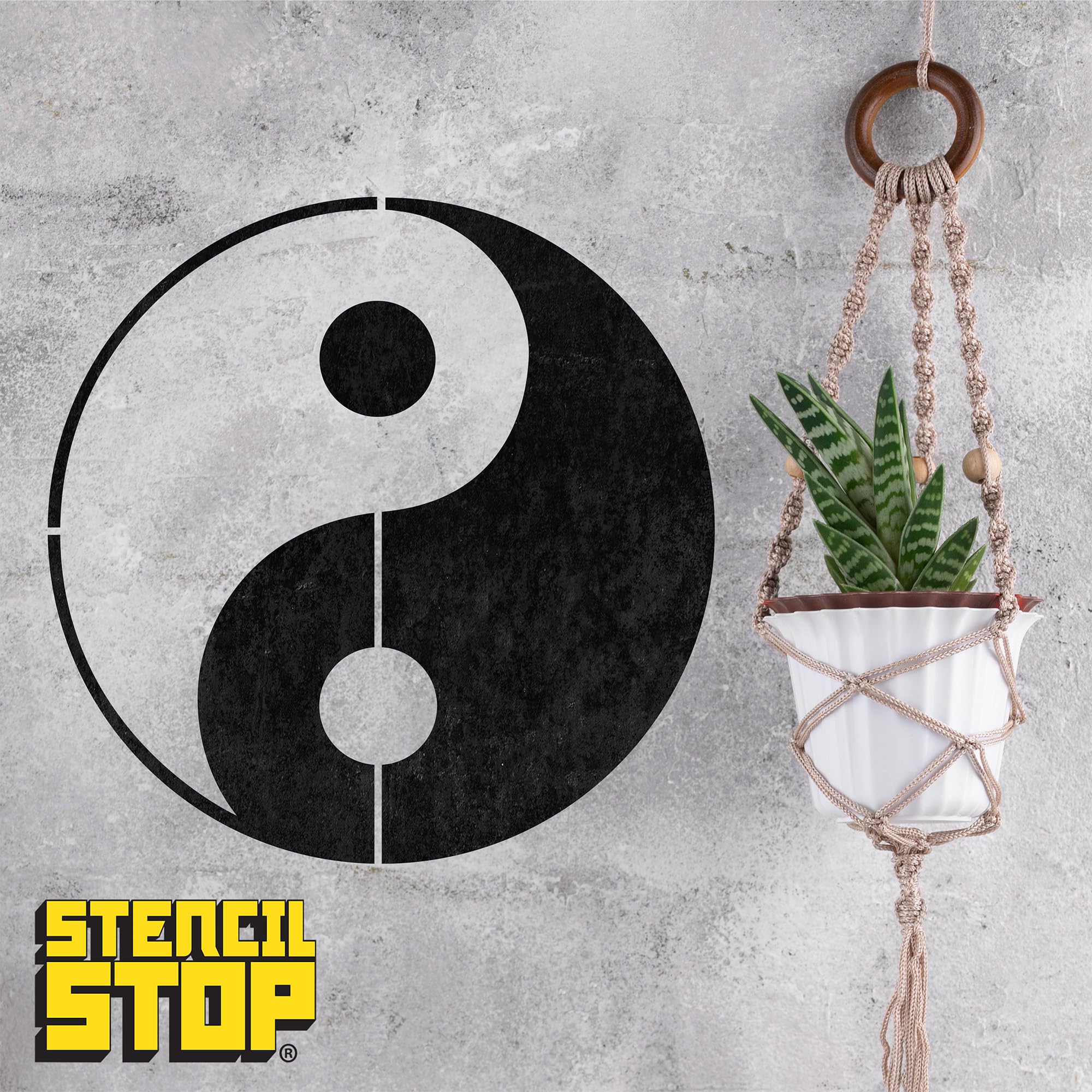 Szablon Stencil Stop Yin & Yang - Wielokrotnego użytku do projektów DIY, malowania, rysowania, majsterkowania, 14 milionów plastiku mylarowego (24 x 24 cale)