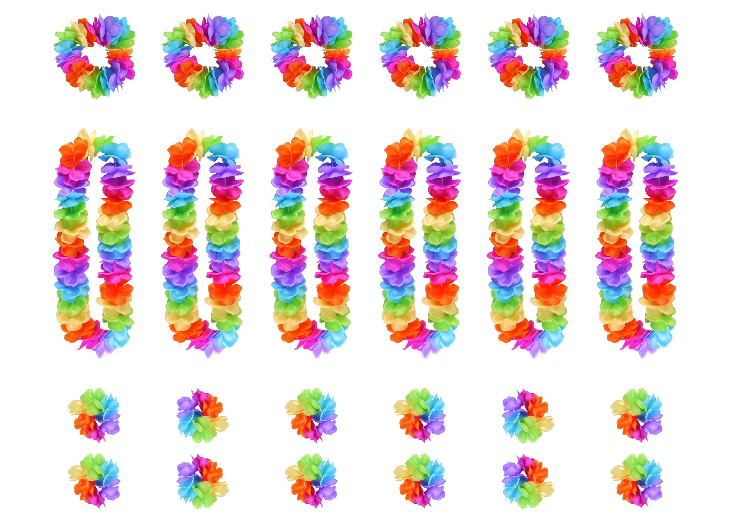 Henbrandt 6 x Rainbow Pride Hula Lei Flower Garland 4pc Party Set LGBTQ+ Fancy Dress Accessories for Gay Pride Decorations, Parades, Parties and Carnivals โ image 1
