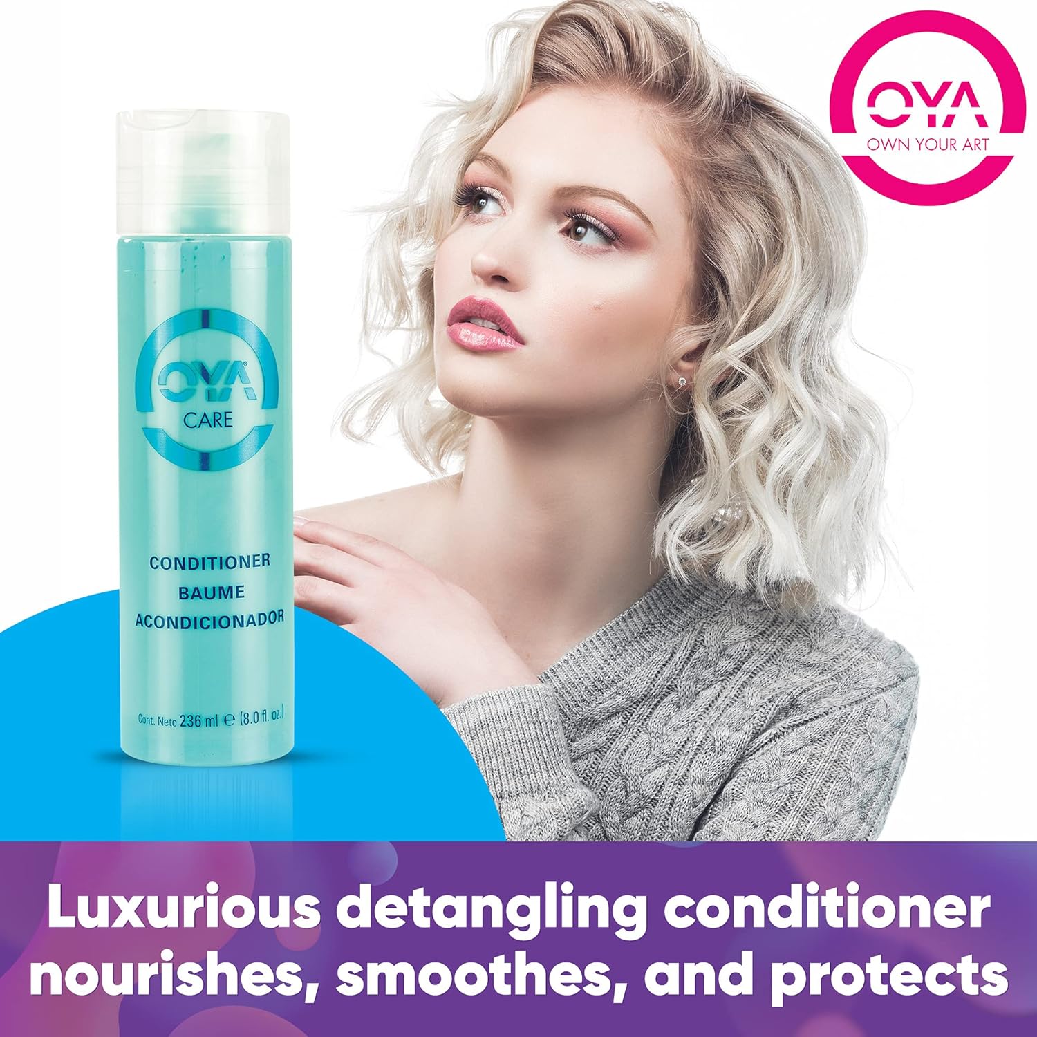 OYA Care R.O. Hair Conditioner 236 ml Daily Hair Conditioner for Damaged Dry Hair - Nourishing Sulfate Free Conditioner - Hydrating Lightweight Conditioner for Normal and Color Treated Hair - Image 3