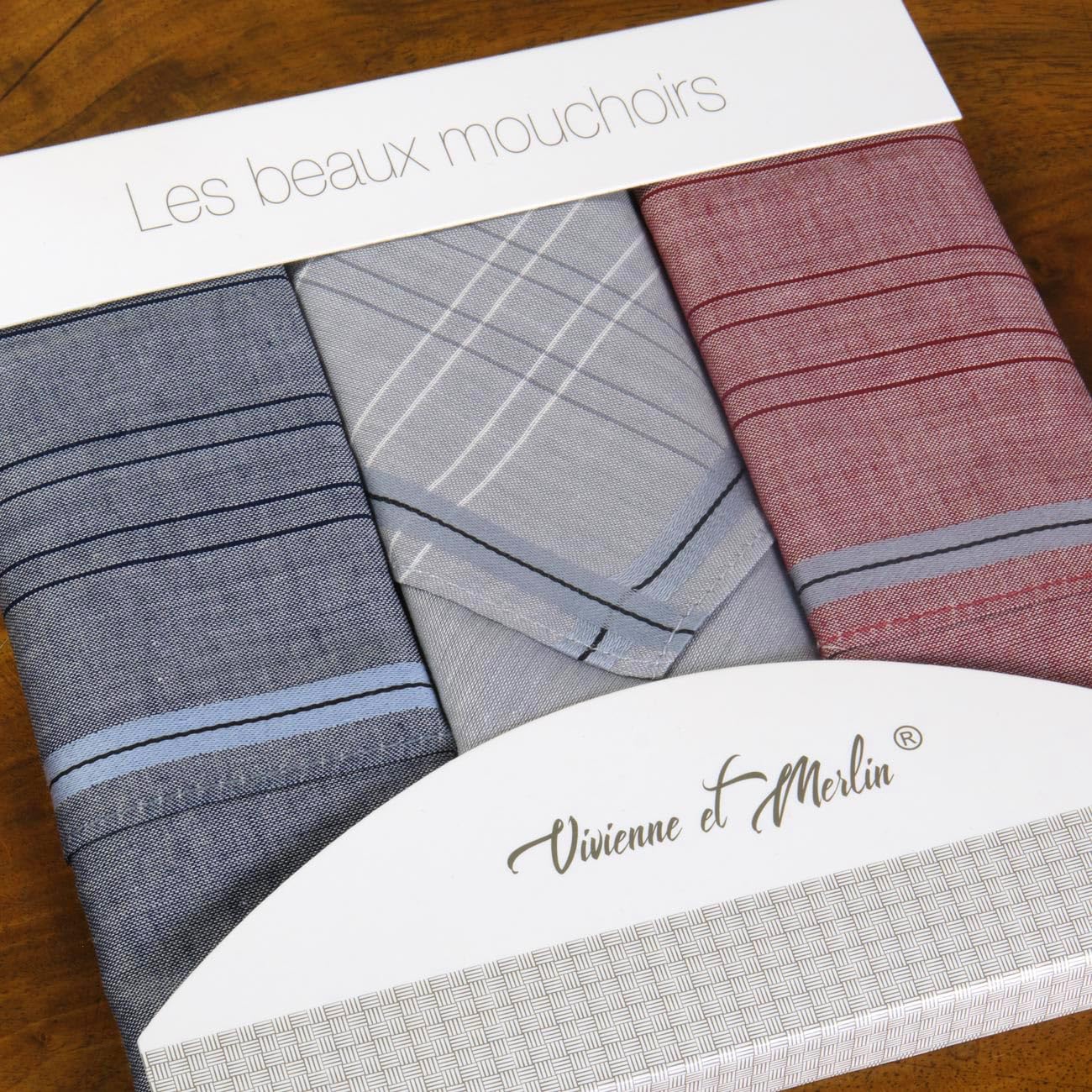 Fazzoletti In Tessuto Premium 100% Cotone - 3 Pezzi 45x45 Cm - Regalo Elegante Per Uomo