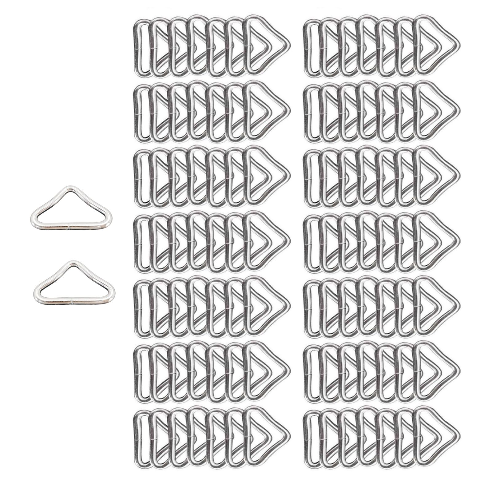 Tsophreniq 100Pcs Metal Triangular Rings Buckles Connectors for Trampoline Replacement Repair, High Strength Erosion Resistance Clothing Buckles