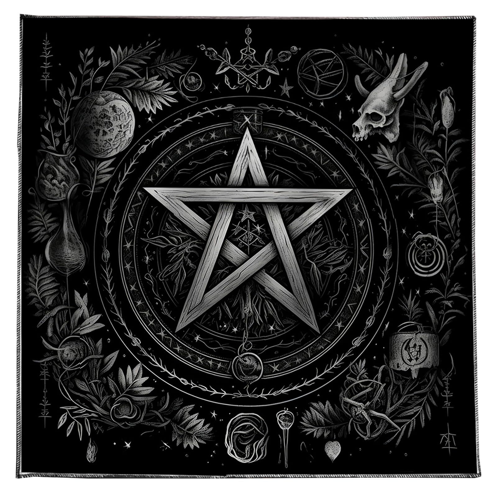 Hkfgdjdl Card Tablecloth,Tarots Tablecloth Moon Flower Star Altars Cloth Divinations Card Table Cloth Tapestry Witchcrafts Supplies