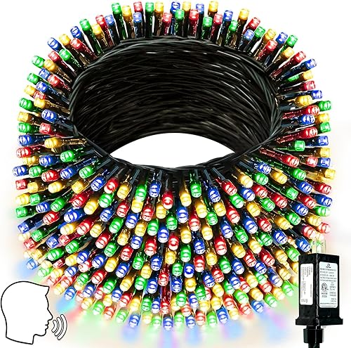 Miniatura 18 de Luces de Navidad Inteligentes Controladas por Voz para Exteriores, 75.8 pies, 200 Luces LED de Cadena Extensibles con 7 Comandos de Voz, 12 Modos y