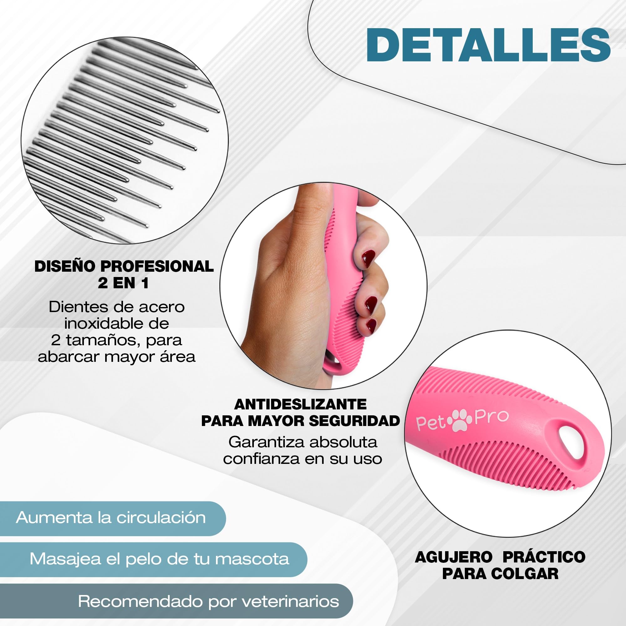 Pet Pro Essentials Comb for Cats or Dog Comb with Comfortable Handle Short Hair Dog Comb and Long Hair Dog Comb - Image 3