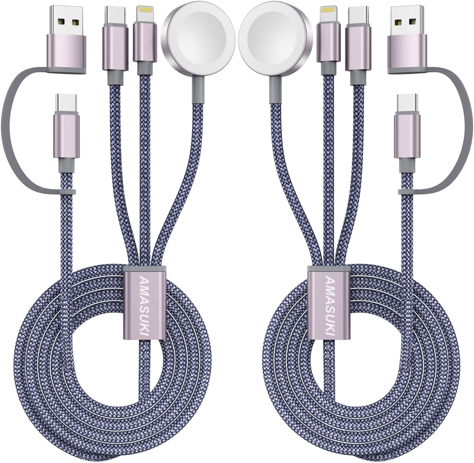 2Pack Travel Essentials,Multi Charging Cable 3 in 2 USB C for Apple Watch Charger,iPhone Charger,Cruise Vacation Camping,Portable Charging Docks for iWatch Series 11-2/Ultra/SE & iPhone 17-12,Car