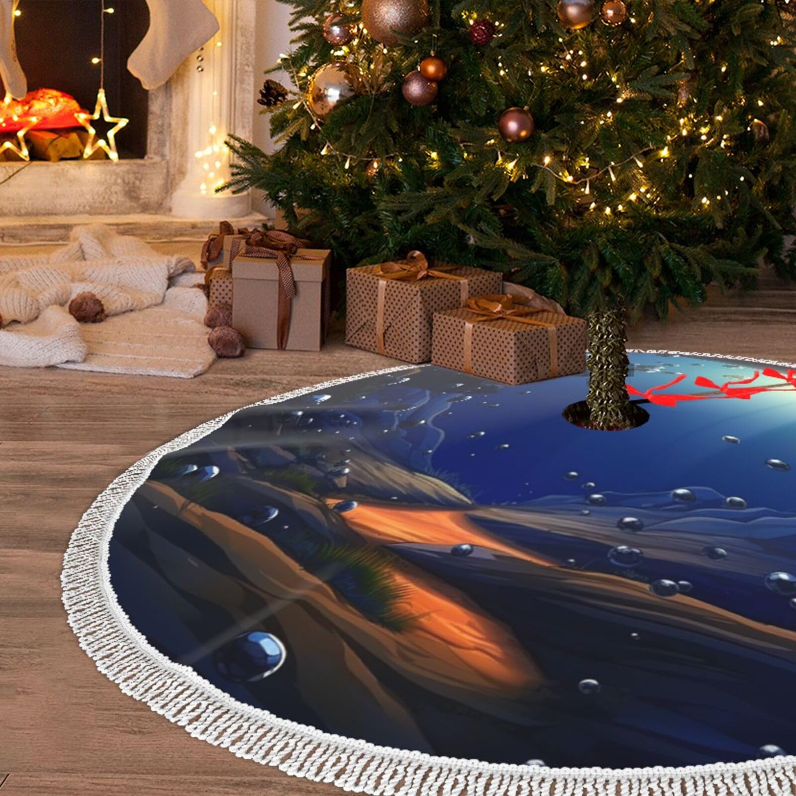 Jupe de sapin de Noël blanche en peluche douce 121,9 cm pour le Nouvel An
