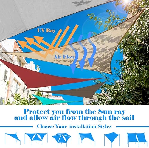 Miniatura 4 de Awnpro Toldo triangular marrón de 10 x 10 x 14.1 pies para toldos de protección solar al aire libre, patio y jardín