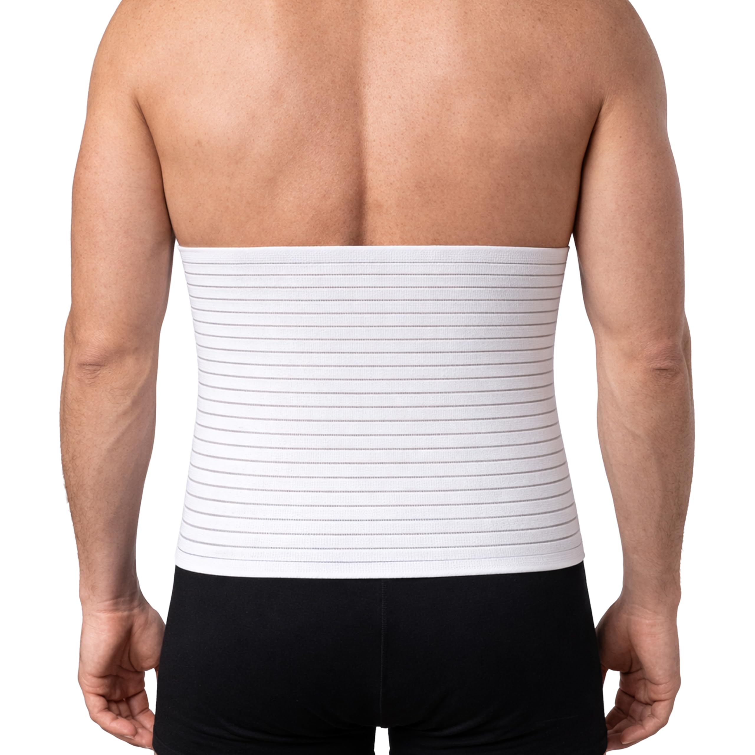 Beman 5065 - Pancera Millerighe Uomo Donna Fascia Addominale Contenitiva Post Operatoria Post Parto Elasticizzata A Strappo Altezza 24cm (L, Bianco)