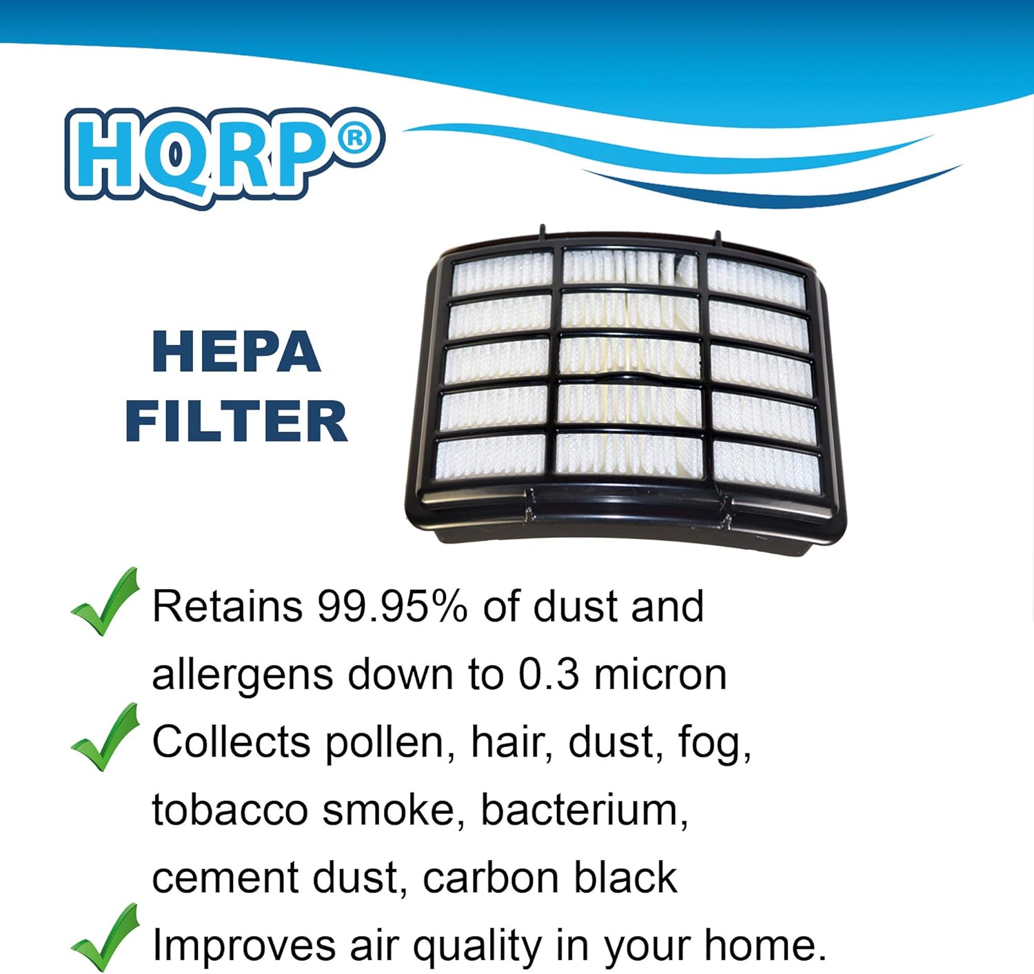 HQRP 2-Pack Filter Kit Compatible with Shark Navigator Lift-Away Deluxe UV440 UV490CCO UV490 Upright Vacuum Cleaner, XHF350 HEPA / XFF350 Foam & Felt Replacement