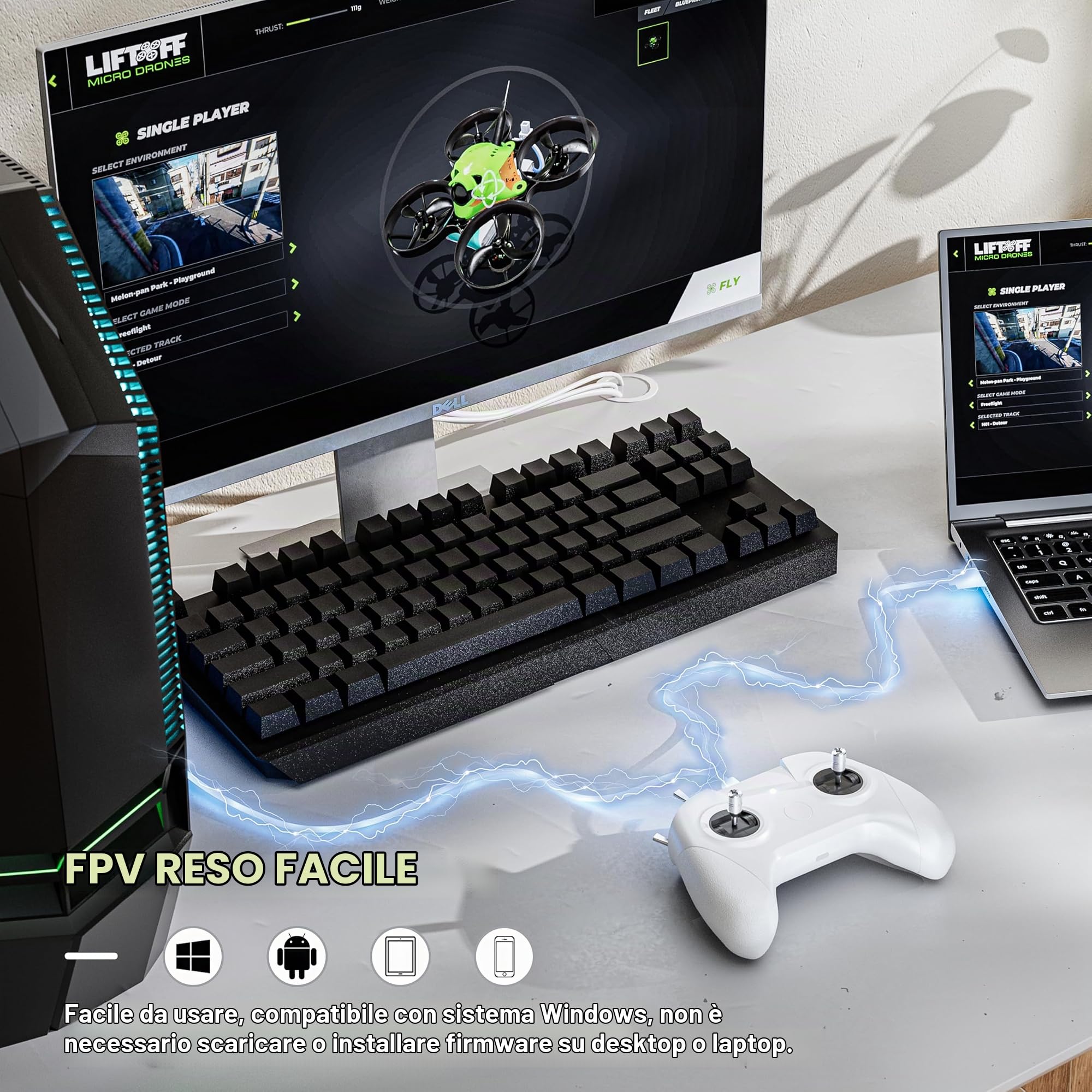 STARTRC S8 RC Flight Simulatore di Volo,8 Canali FPV Drone Radiocomando USB Compatibile con Sistemi/Piattaforme Popolari - Ideale per Principianti e Addestramento Piloti Professionisti (Bianco)