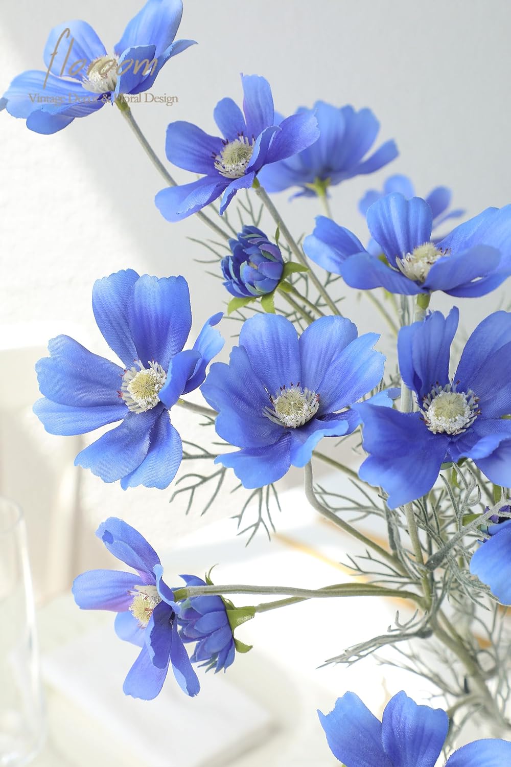 Floroom 5 Pcs Artificial Flowers Royal Blue Fake Cosmos Faux Silk Flower for Indoor Home Decor, Party Arrangements, Wedding Bouquets, Floral Table Centerpieces, and Decorations - Image 5