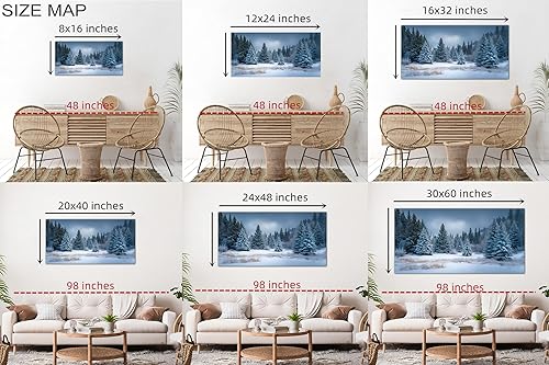 Miniatura 5 de RTWIB Paisaje forestal de invierno, arte de pared de naturaleza de invierno, decoración de pared para sala de estar, majestuoso bosque de